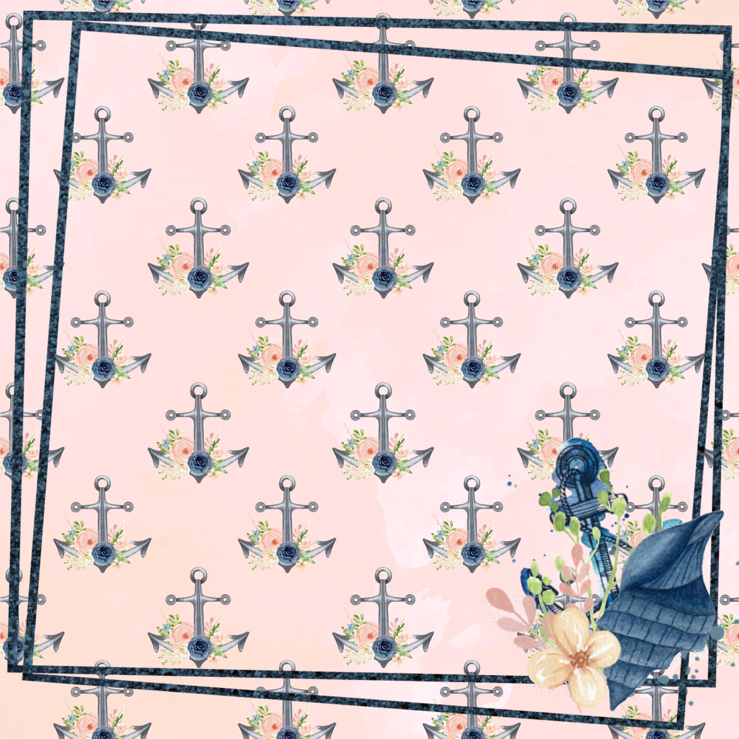 Seaside Wedding Collection You Anchor Me 12 x 12 Double-Sided Scrapbook Paper - 15 Pack
