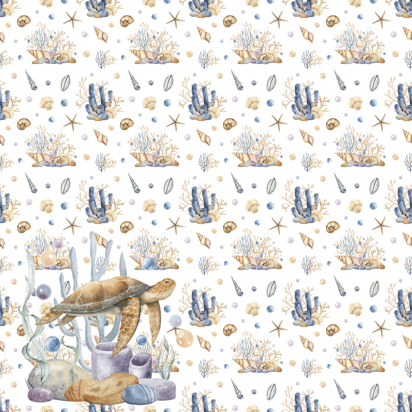 Seaside Dreams Collection Sea Turtles 12 x 12 Double-Sided Scrapbook Paper by SSC Designs - 15 Pack