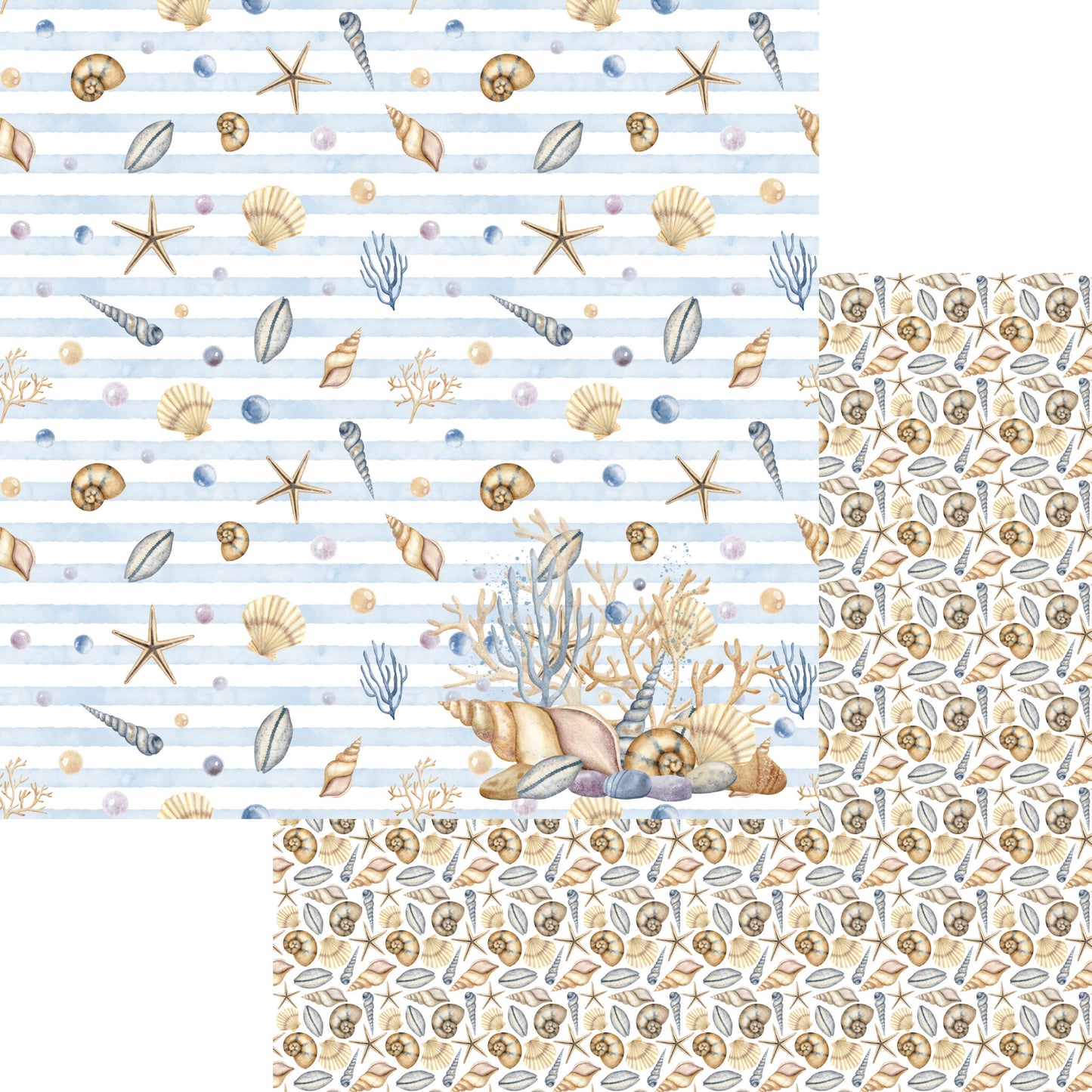 Seaside Dreams Collection Fish Life 12 x 12 Double-Sided Scrapbook Paper by SSC Designs - 15 Pack