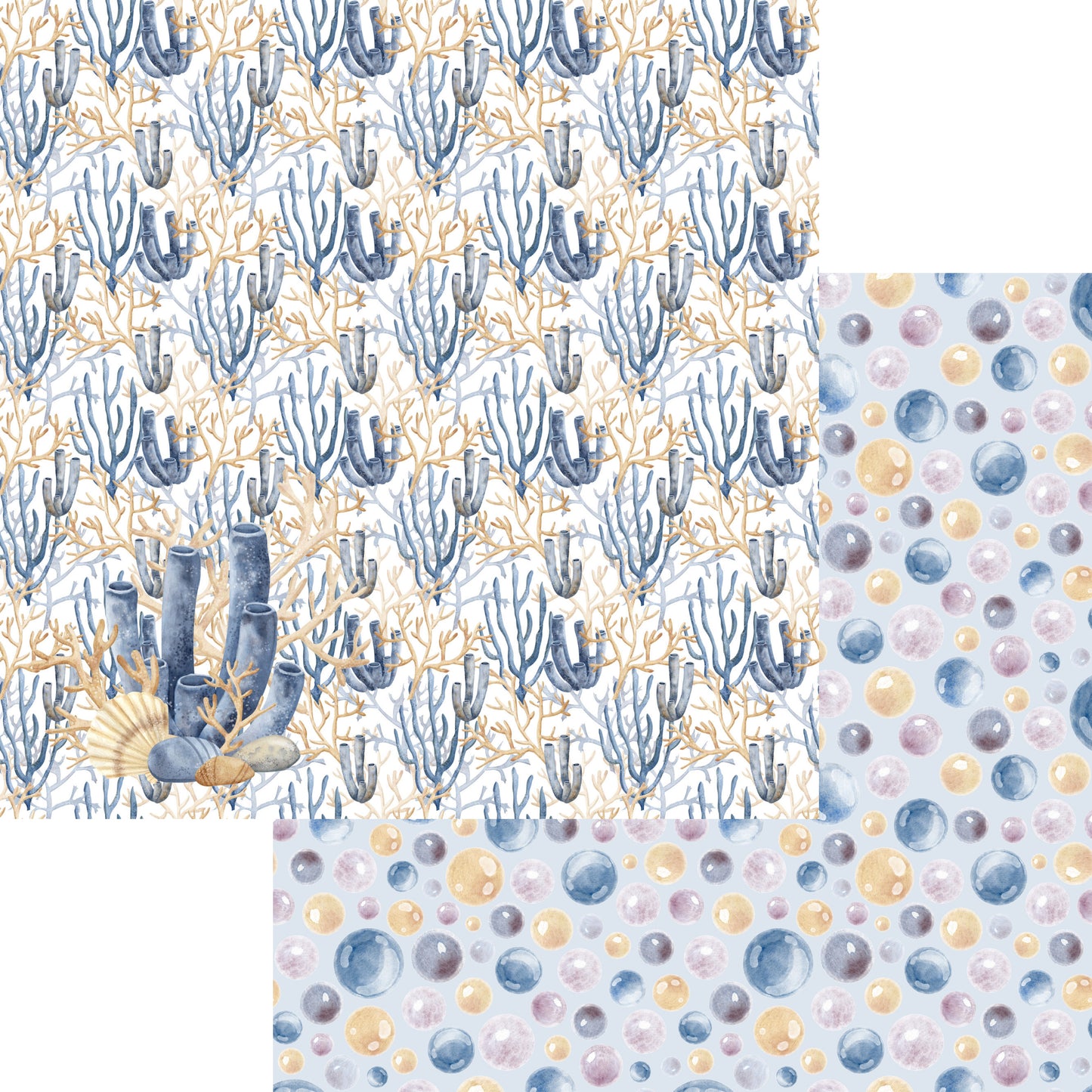 Seaside Dreams Collection Coral 12 x 12 Double-Sided Scrapbook Paper by SSC Designs - 15 Pack