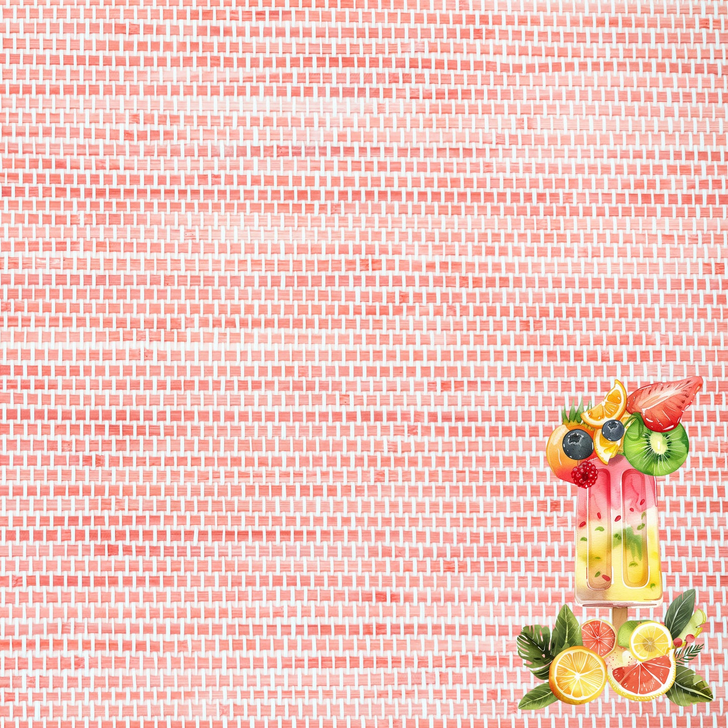 Summer At The Pool Collection Fruit Bars 12 x 12 Double-Sided Scrapbook Paper by SSC Designs - 15 Pack