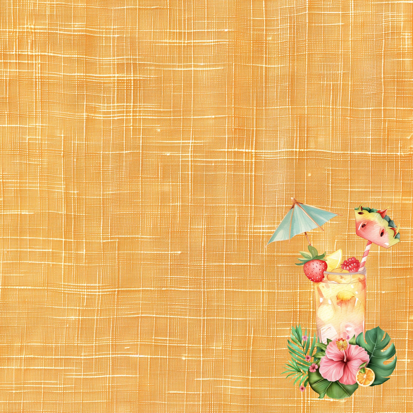 Summer At The Pool Collection Drinks 12 x 12 Double-Sided Scrapbook Paper by SSC Designs - 15 Pack