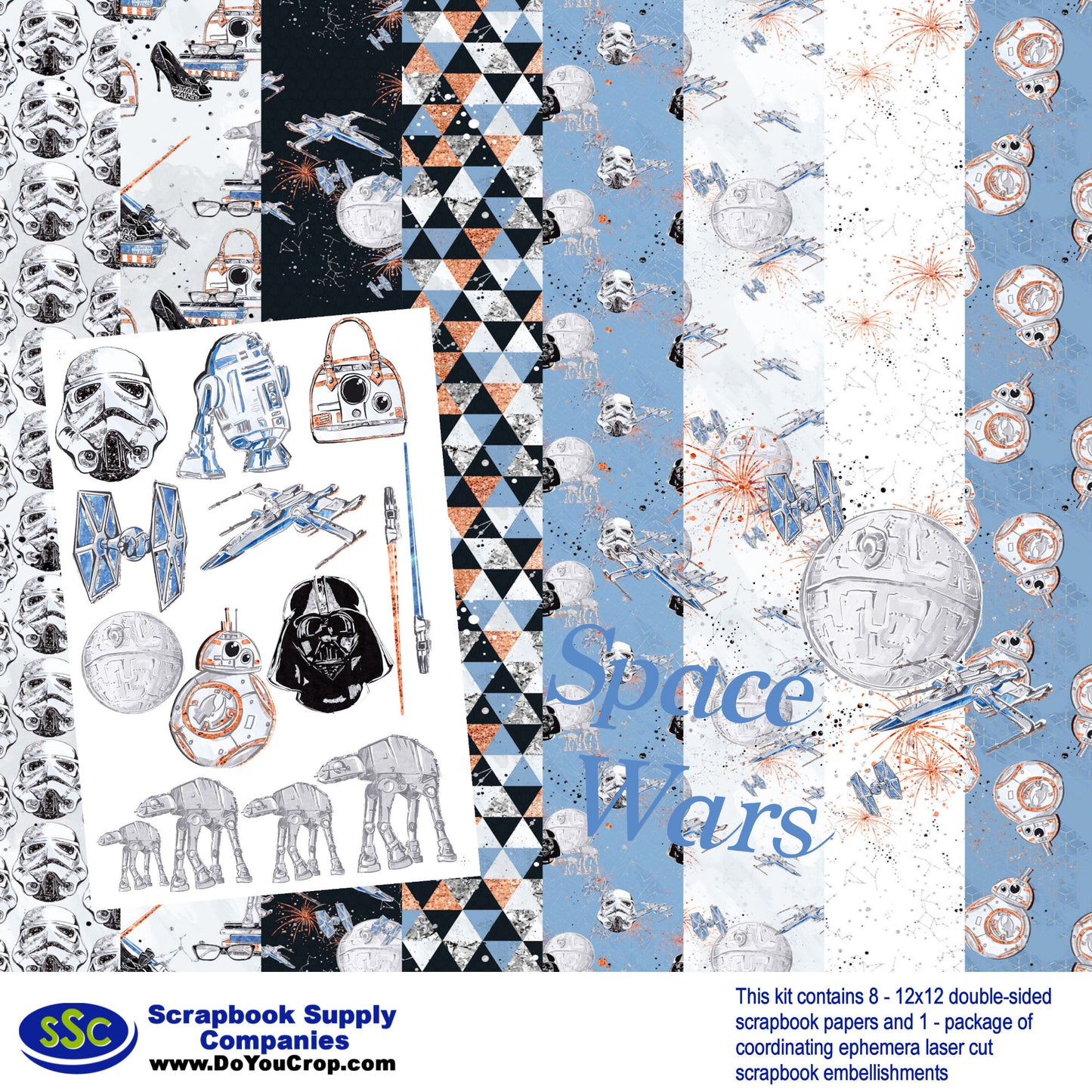 Space Wars 12 x 12 Scrapbook Paper & Embellishment Kit by SSC Designs - 3 Kits