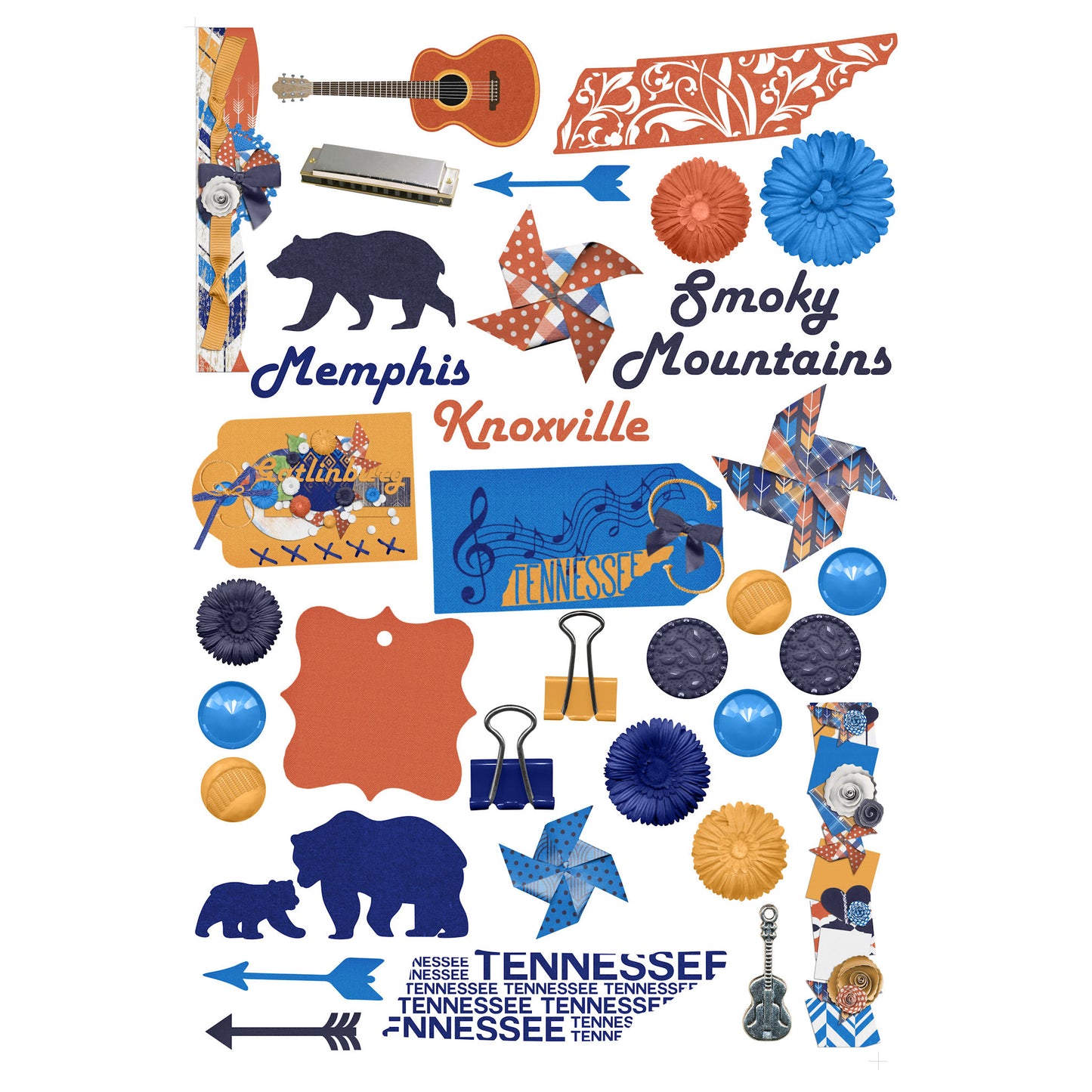 Tennessee 12 x 12 Scrapbook Paper & Embellishment Kit by SSC Designs - 3 Kits