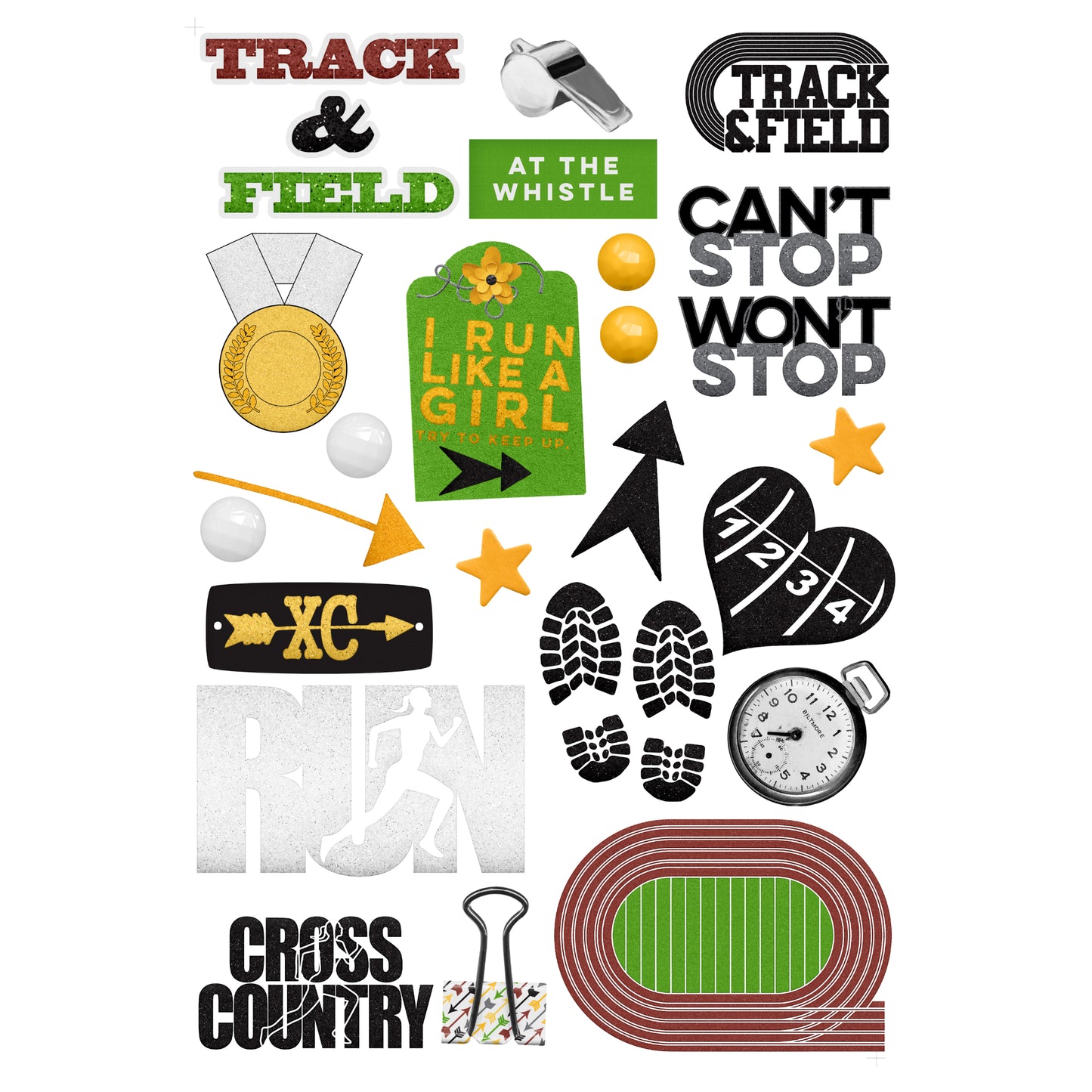 Track & Field Collection Laser Cut Scrapbook Ephemera Embellishments by SSC Designs - 3 Packs