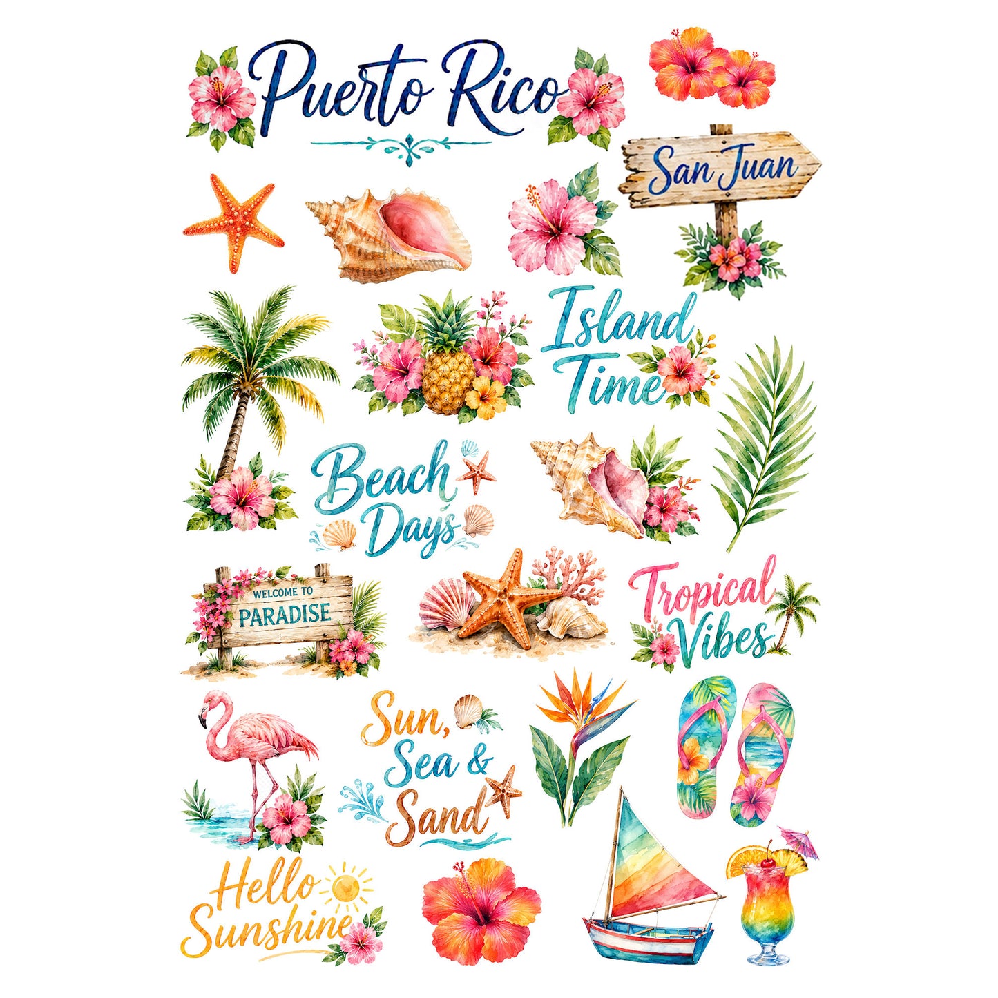 Vacation Vibes Collection Puerto Rico Laser Cut Scrapbook Ephemera Embellishments by SSC Designs - 3 Packs
