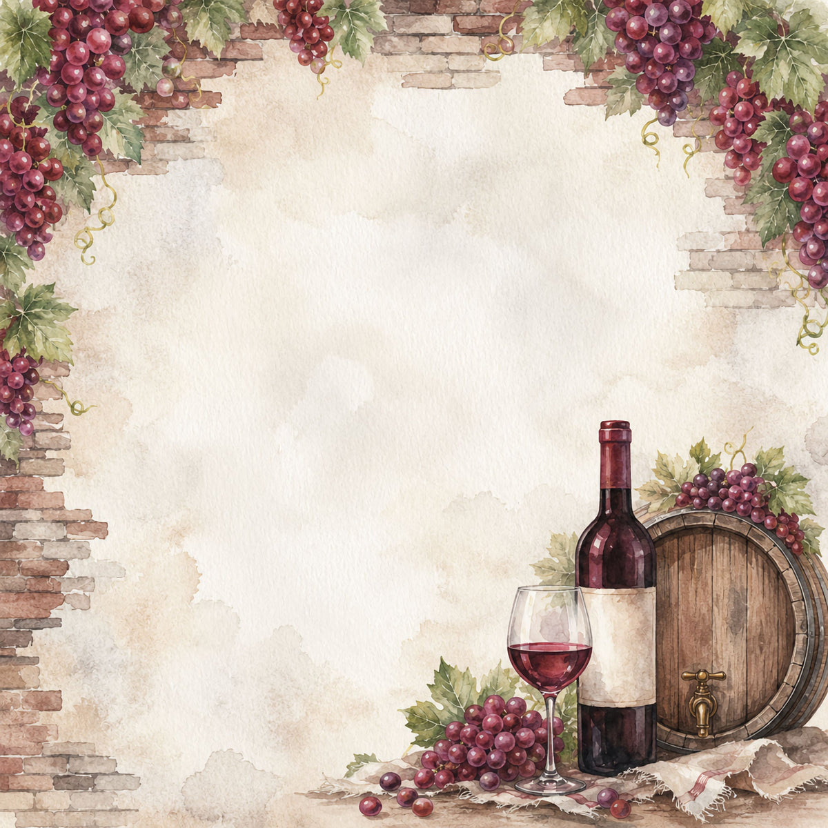 Vineyard Collection Barrel of Red 12 x 12 Double-Sided Scrapbook Paper by SSC Designs - 15 Pack
