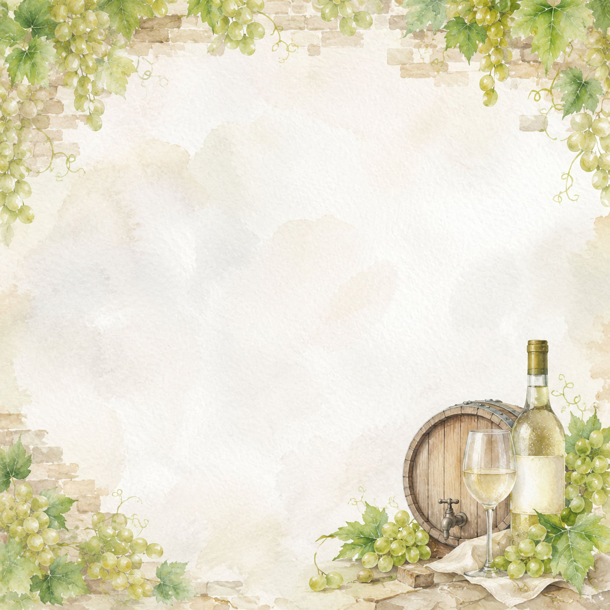 Vineyard Collection Barrel of White 12 x 12 Double-Sided Scrapbook Paper by SSC Designs - 15 Pack