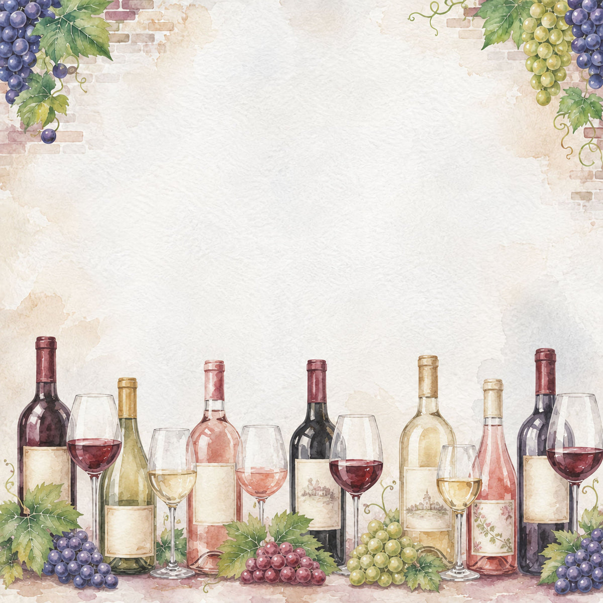 Vineyard Collection Wine Line 12 x 12 Double-Sided Scrapbook Paper by SSC Designs - 15 Pack