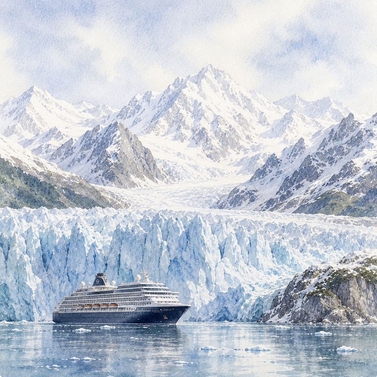 Watercolor Alaska Collection Alaskan Cruise 12 x 12 Double-Sided Scrapbook Paper by SSC Designs - 15 Pack