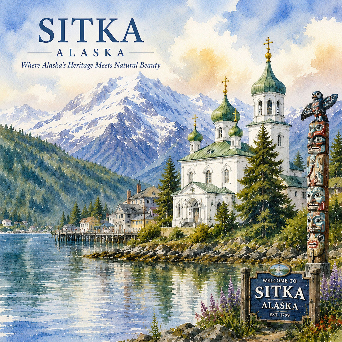 Watercolor Alaska Collection Sitka 12 x 12 Double-Sided Scrapbook Paper by SSC Designs - 15 Pack