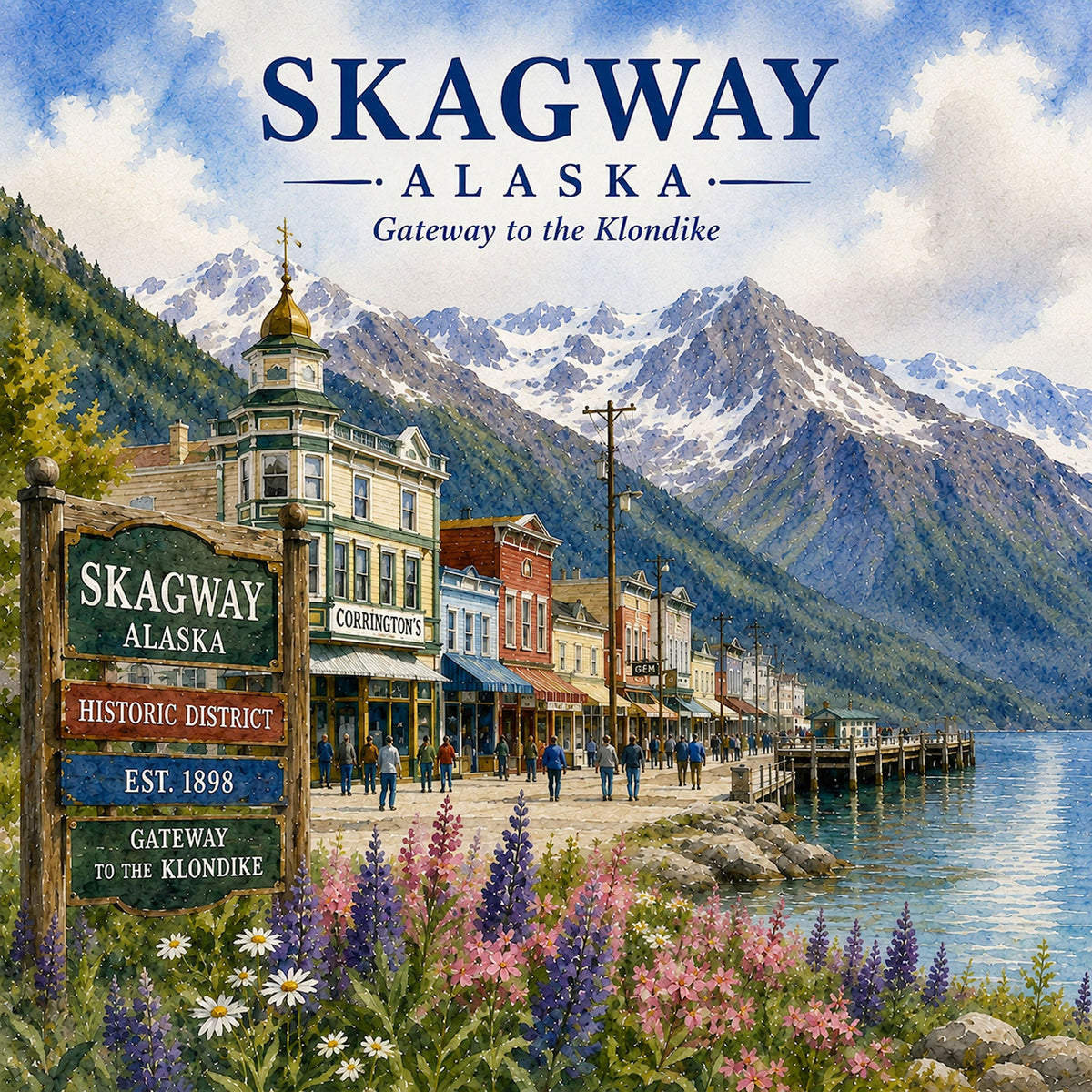 Watercolor Alaska Collection Skagway 12 x 12 Double-Sided Scrapbook Paper by SSC Designs - 15 Pack