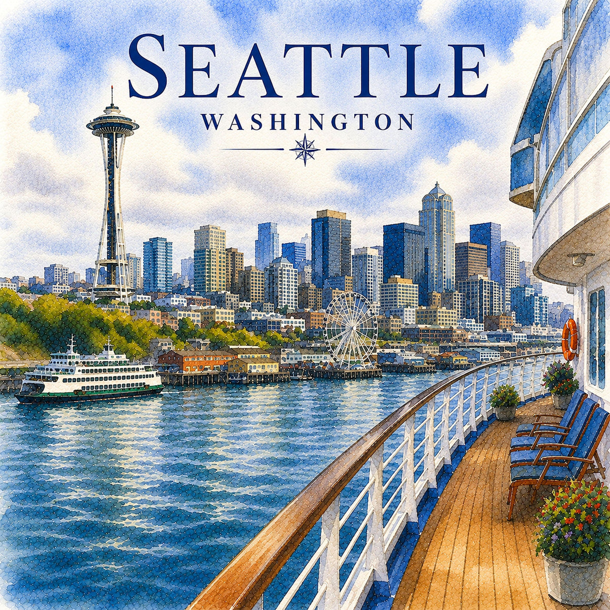 Watercolor Alaska Collection Seattle 12 x 12 Double-Sided Scrapbook Paper by SSC Designs - 15 Pack