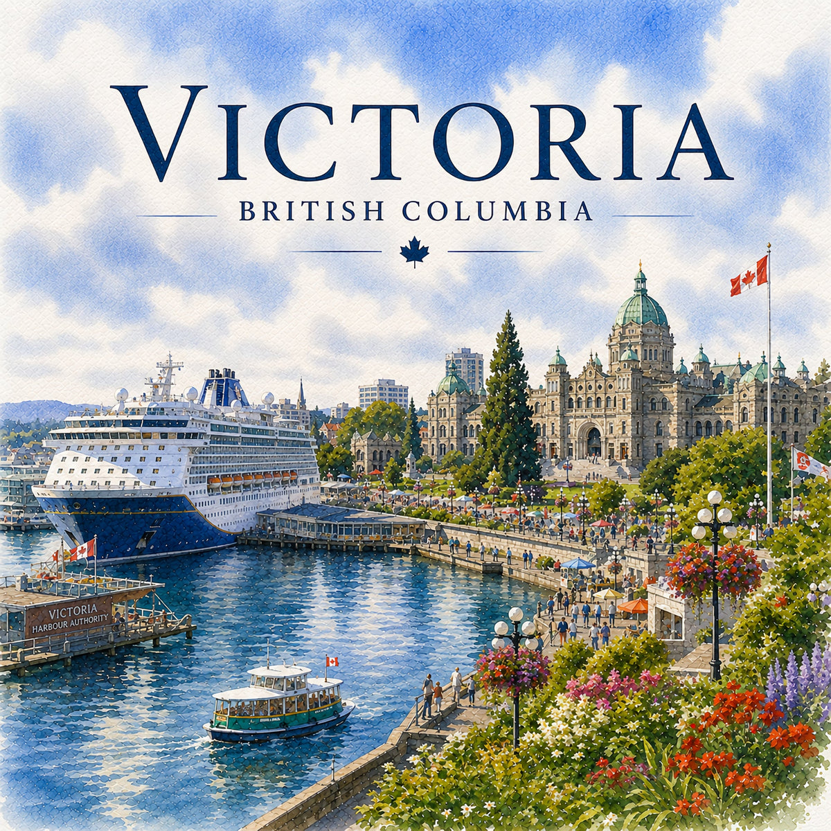 Watercolor Alaska Collection Victoria, Canada 12 x 12 Double-Sided Scrapbook Paper by SSC Designs - 15 Pack