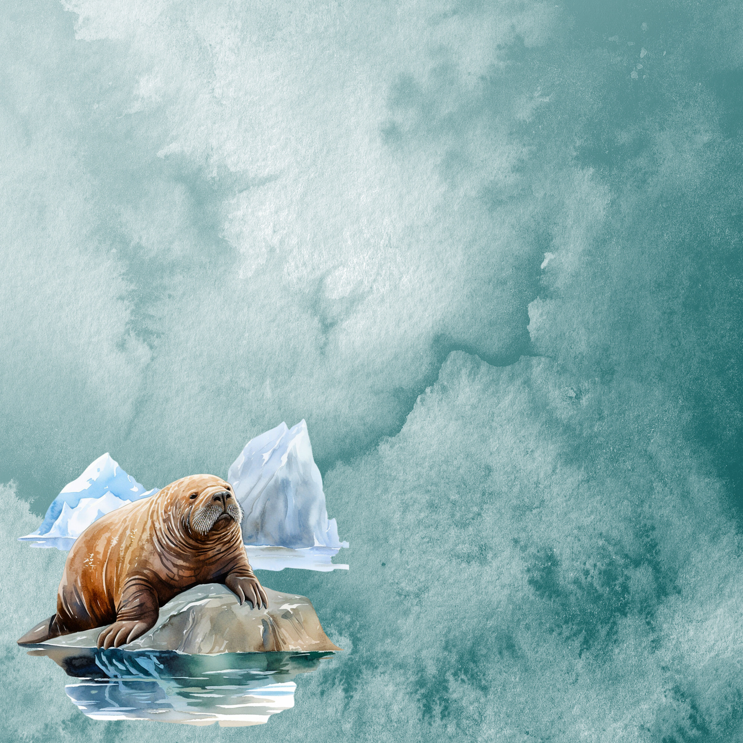 Watercolor Wildlife Collection Walrus 12 x 12 Double-Sided Scrapbook Paper by SSC Designs - 15 Pack