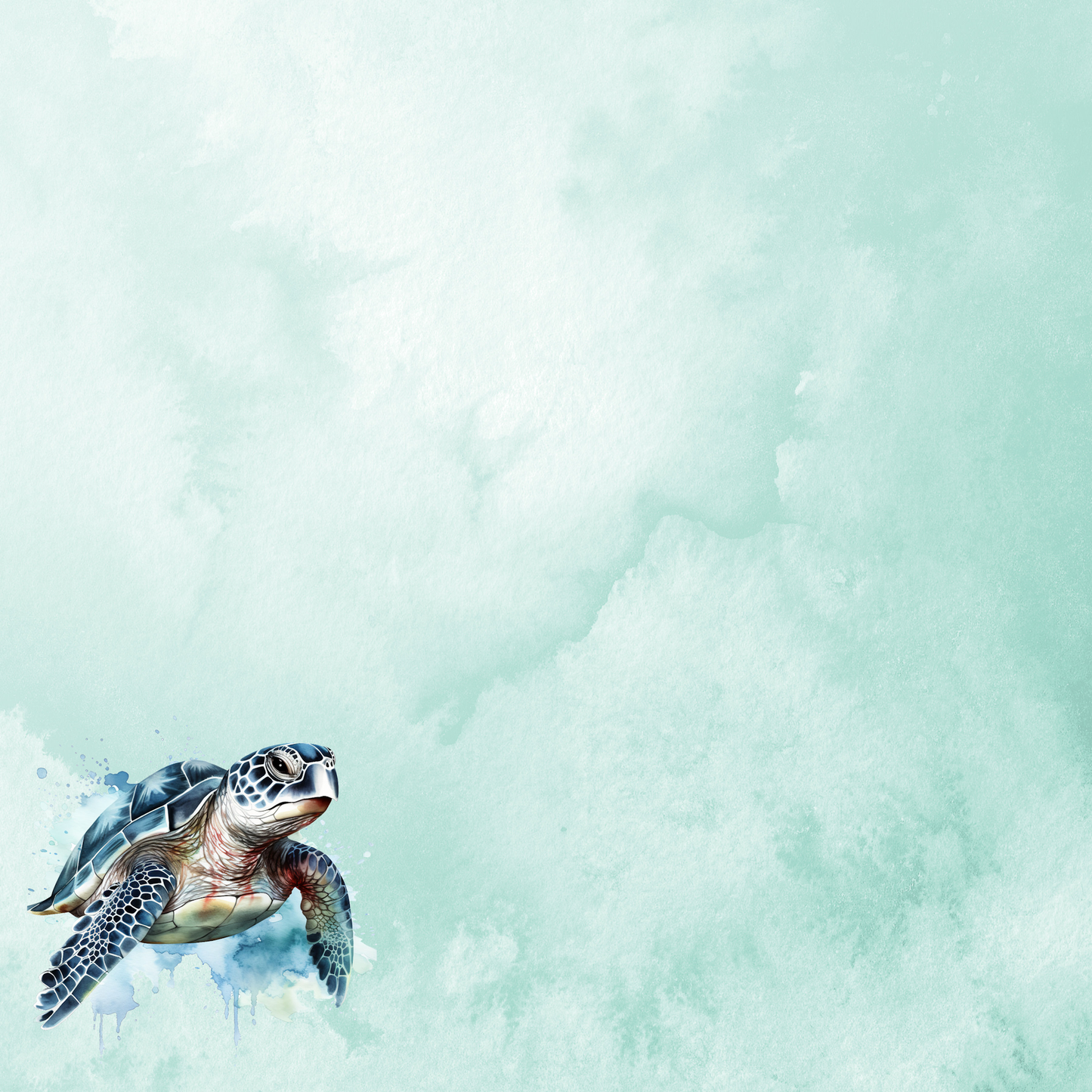 Watercolor Wildlife Collection Sea Turtle 12 x 12 Double-Sided Scrapbook Paper by SSC Designs - 15 Pack