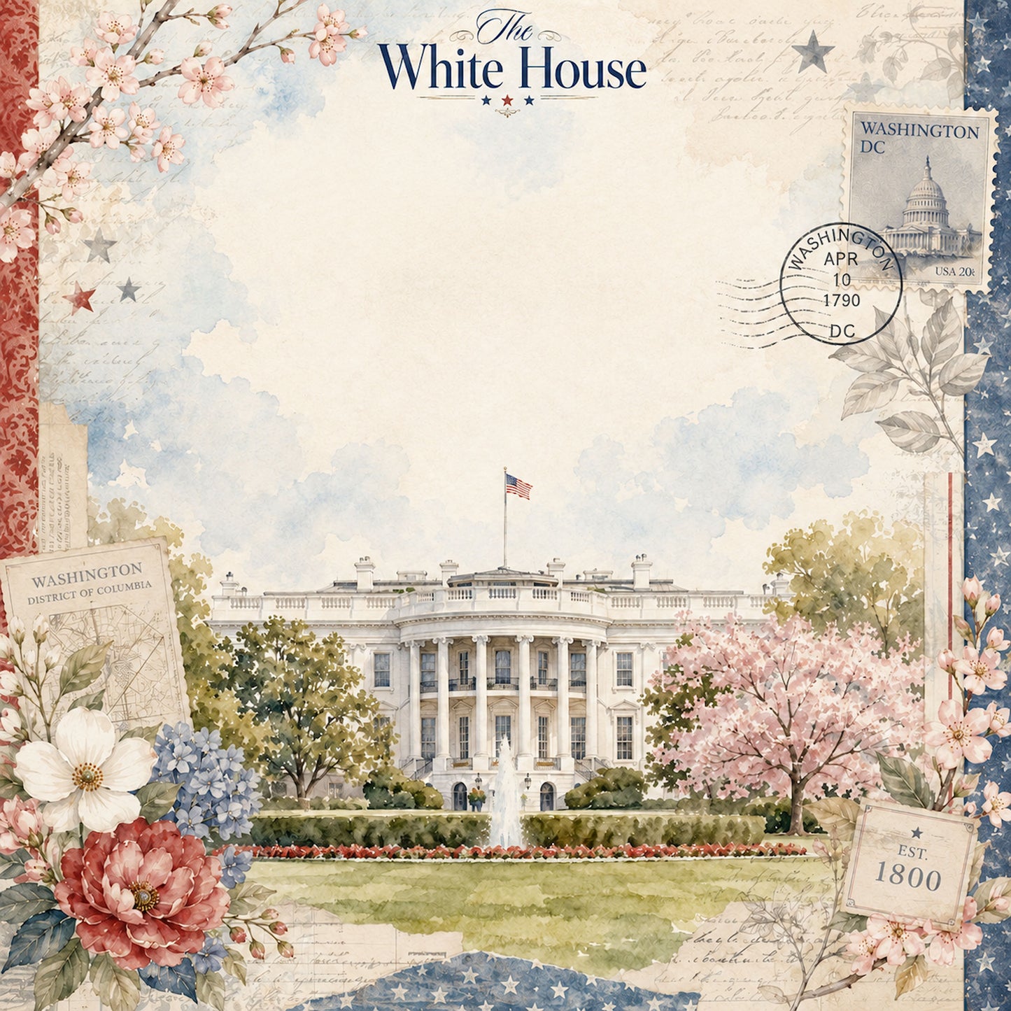 Washington, DC Collection The White House 12 x 12 Double-Sided Scrapbook Paper by SSC Designs - 15 Pack