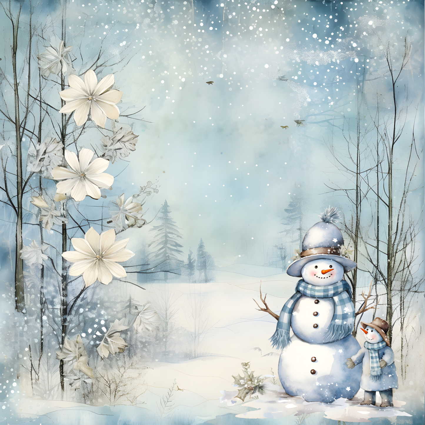 Wonderful Winter Collection Winter Polar Bears 12 x 12 Double-Sided Scrapbook Paper by SSC Designs - 15 Pack