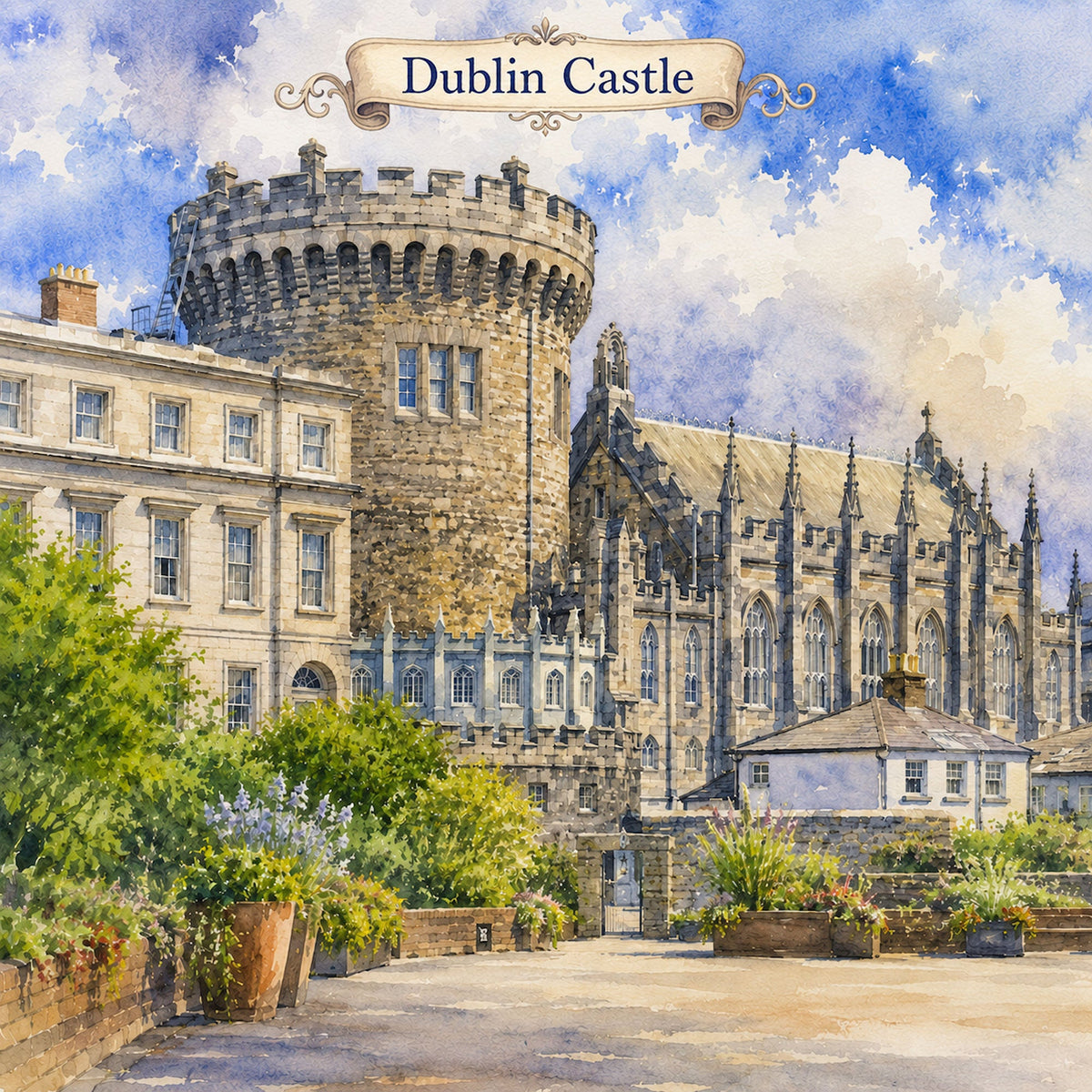 Watercolor Ireland Collection Dublin Castle 12 x 12 Double-Sided Scrapbook Paper by SSC Designs - 15 Pack