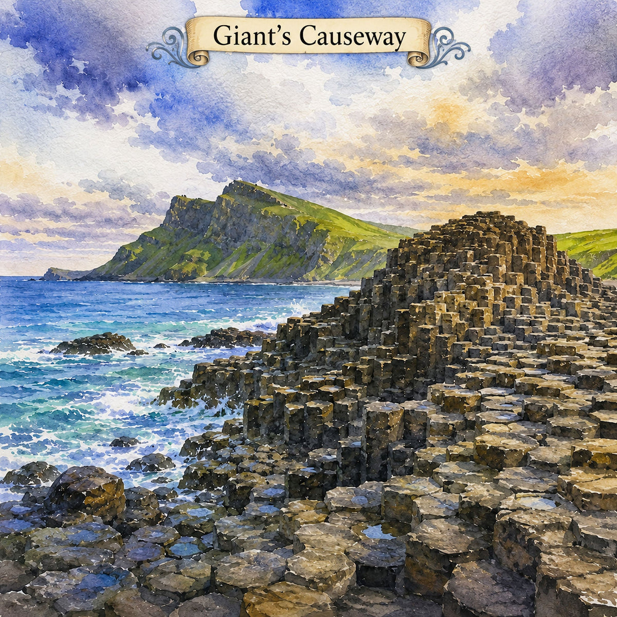 Watercolor Ireland Collection Giant's Causeway 12 x 12 Double-Sided Scrapbook Paper by SSC Designs - 15 Pack