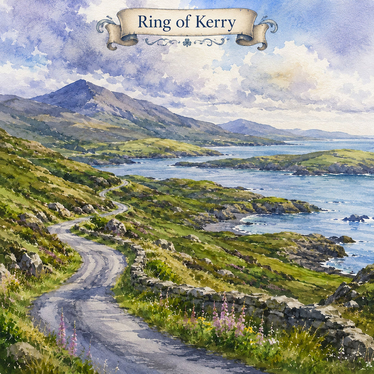 Watercolor Ireland Collection Ring of Kerry 12 x 12 Double-Sided Scrapbook Paper by SSC Designs - 15 Pack