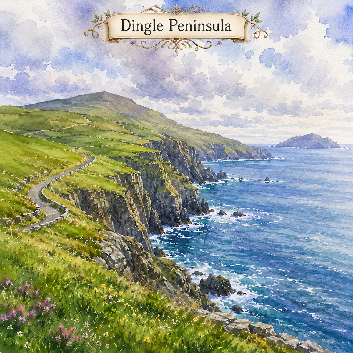 Watercolor Ireland Collection Dingle Peninsula 12 x 12 Double-Sided Scrapbook Paper by SSC Designs - 15 Pack