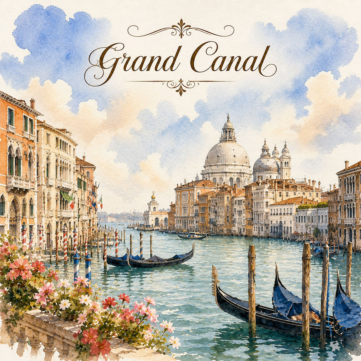 Watercolor Italy Collection Grand Canal 12 x 12 Double-Sided Scrapbook Paper by SSC Designs - 15 Pack