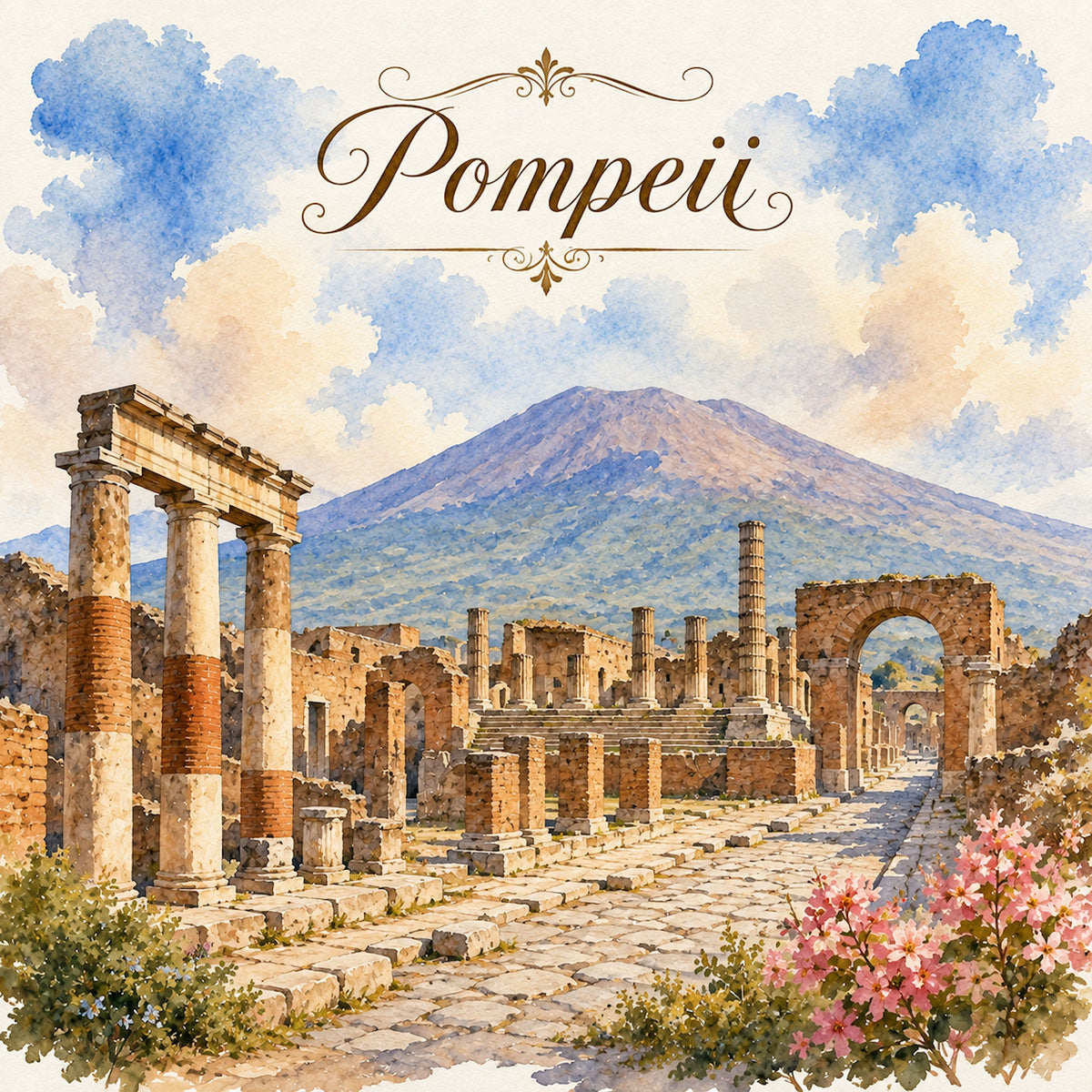 Watercolor Italy Collection Pompeii 12 x 12 Double-Sided Scrapbook Paper by SSC Designs - 15 Pack