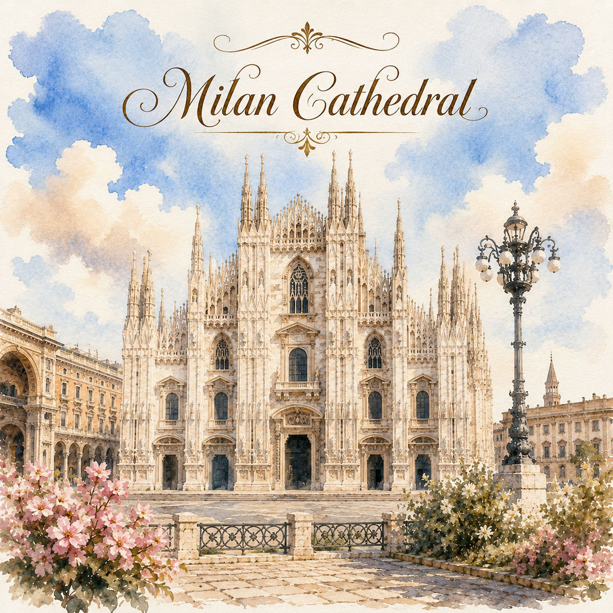 Watercolor Italy Collection Milan Cathedral 12 x 12 Double-Sided Scrapbook Paper by SSC Designs - 15 Pack