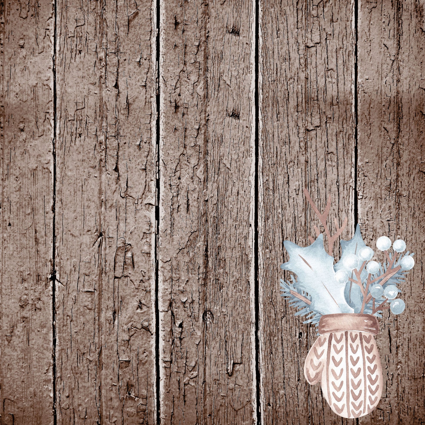 Winter Penguins Collection Fuzzy Mittens 12 x 12 Double-Sided Scrapbook Paper - 15 Pack