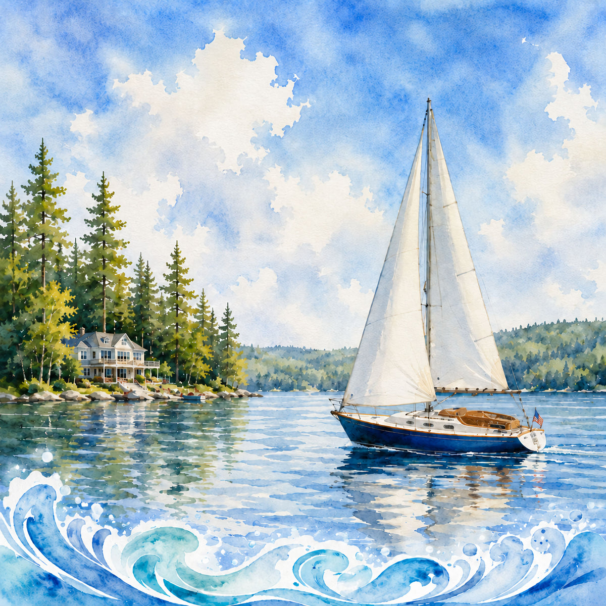 Water Sports Collection Sailing Away 12 x 12 Double-Sided Scrapbook Paper by SSC Designs - 15 Pack