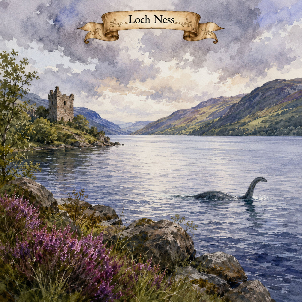 Watercolor Scotland Collection Loch Ness 12 x 12 Double-Sided Scrapbook Paper by SSC Designs - 15 Pack