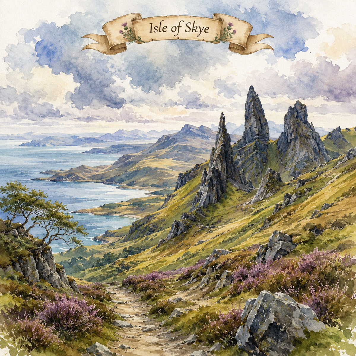 Watercolor Scotland Collection Isle of Skye 12 x 12 Double-Sided Scrapbook Paper by SSC Designs - 15 Pack