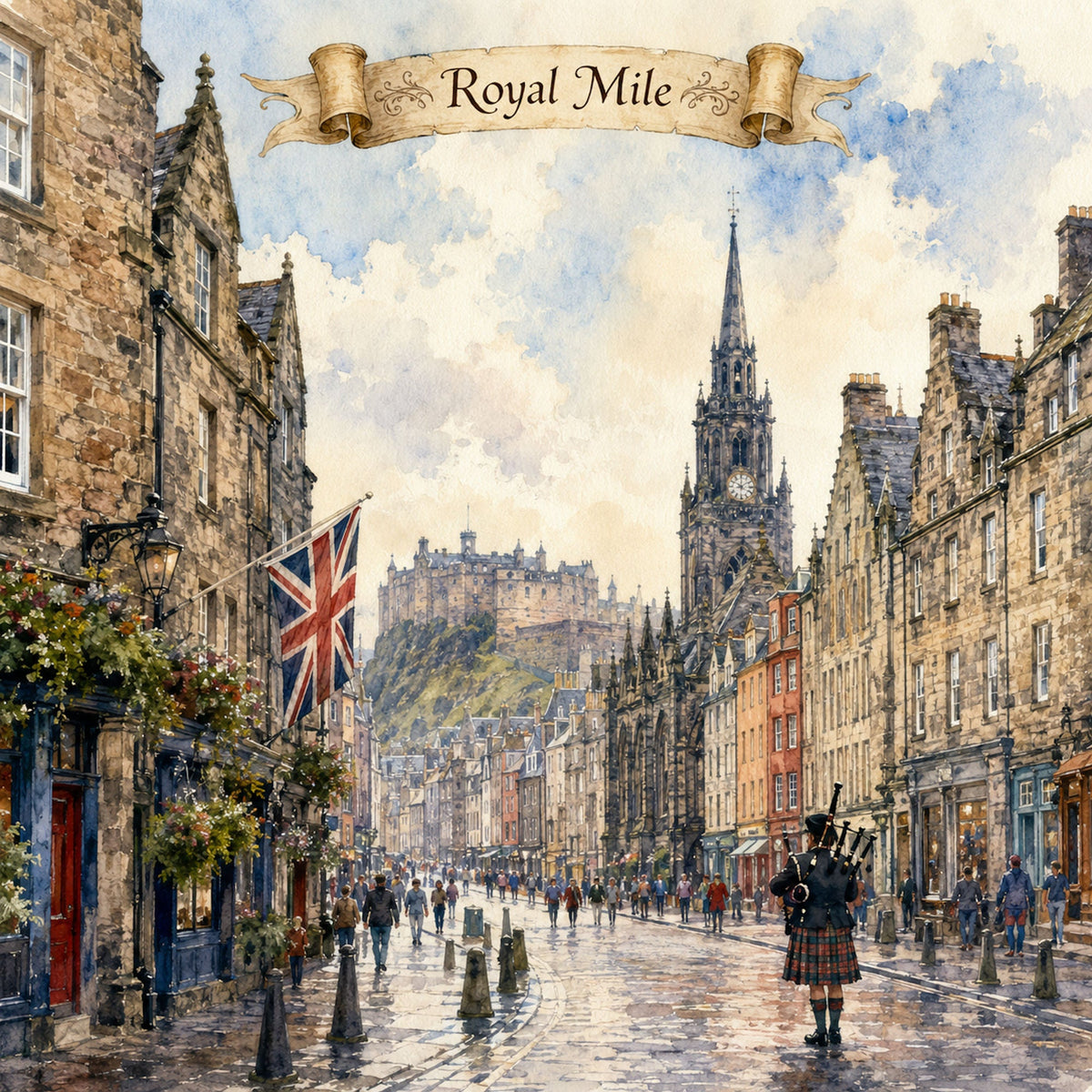 Watercolor Scotland Collection Royal Mile 12 x 12 Double-Sided Scrapbook Paper by SSC Designs - 15 Pack