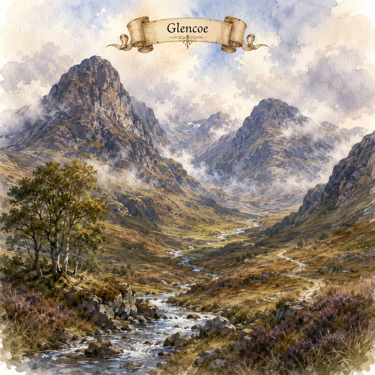 Watercolor Scotland Collection Glencoe 12 x 12 Double-Sided Scrapbook Paper by SSC Designs - 15 Pack