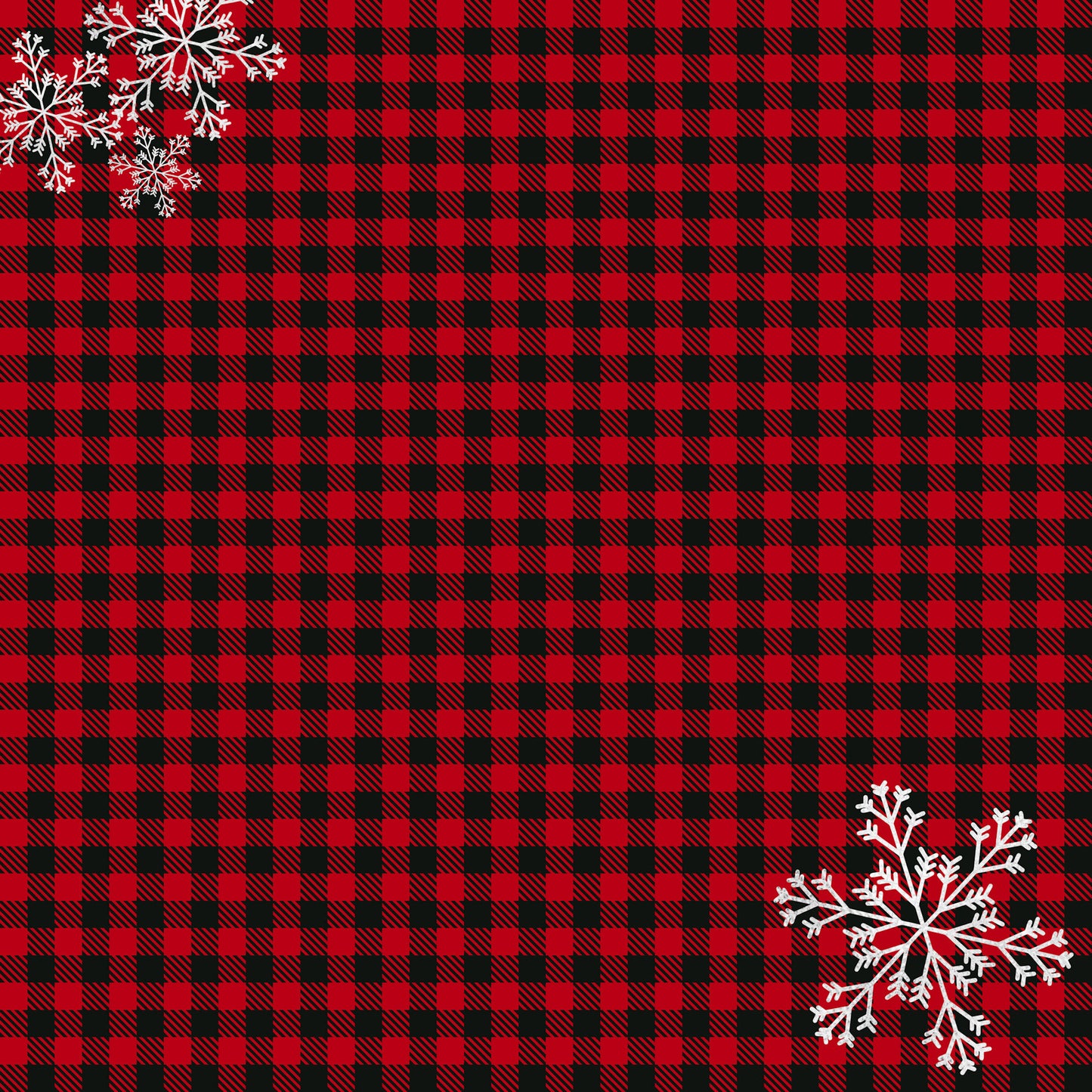 Buffalo Plaid Christmas Collection Snowflakes 12 x 12 Double-Sided Scrapbook Paper - 15 Pack