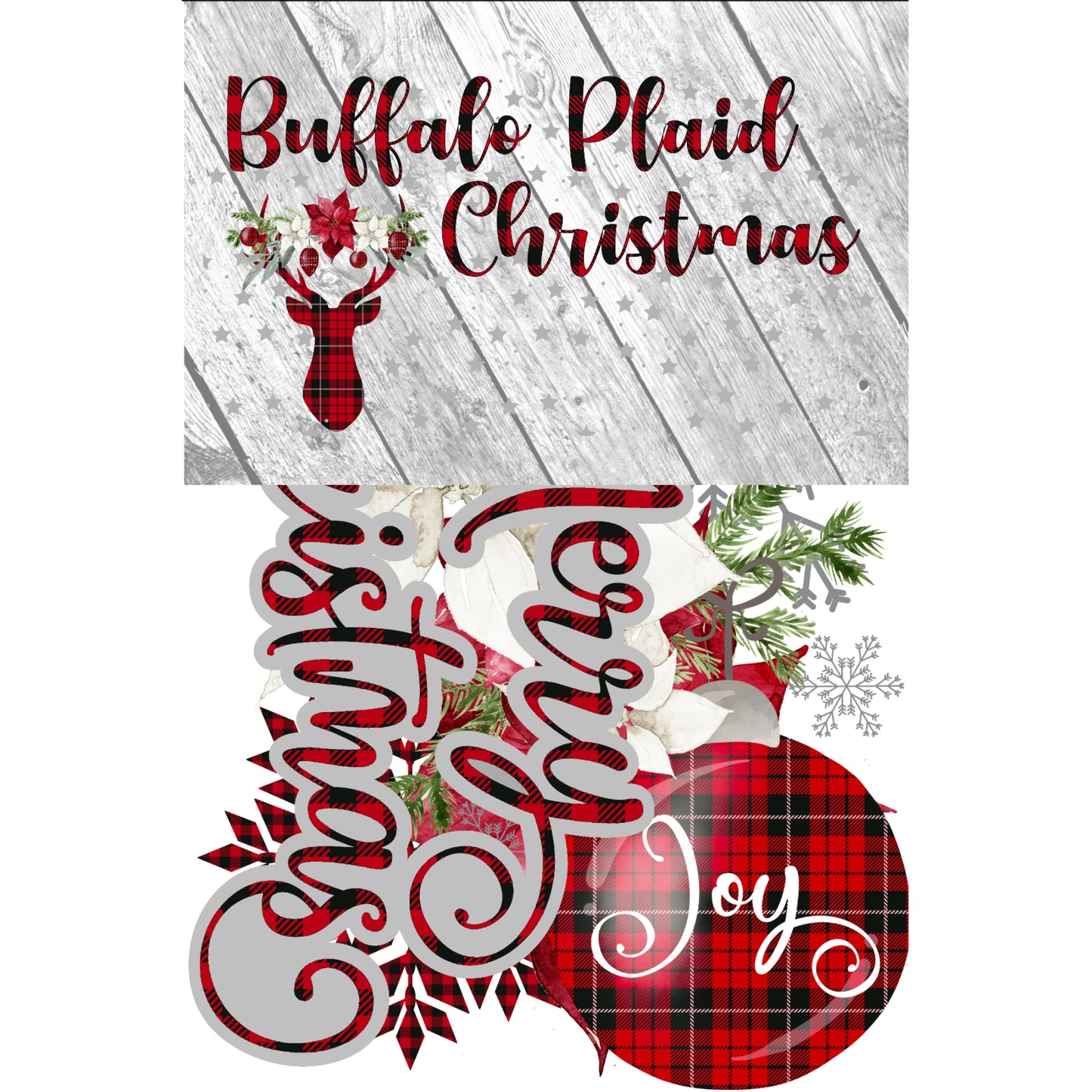 Buffalo Plaid Christmas Collection Laser Cut Ephemera Embellishments - 3 Packs