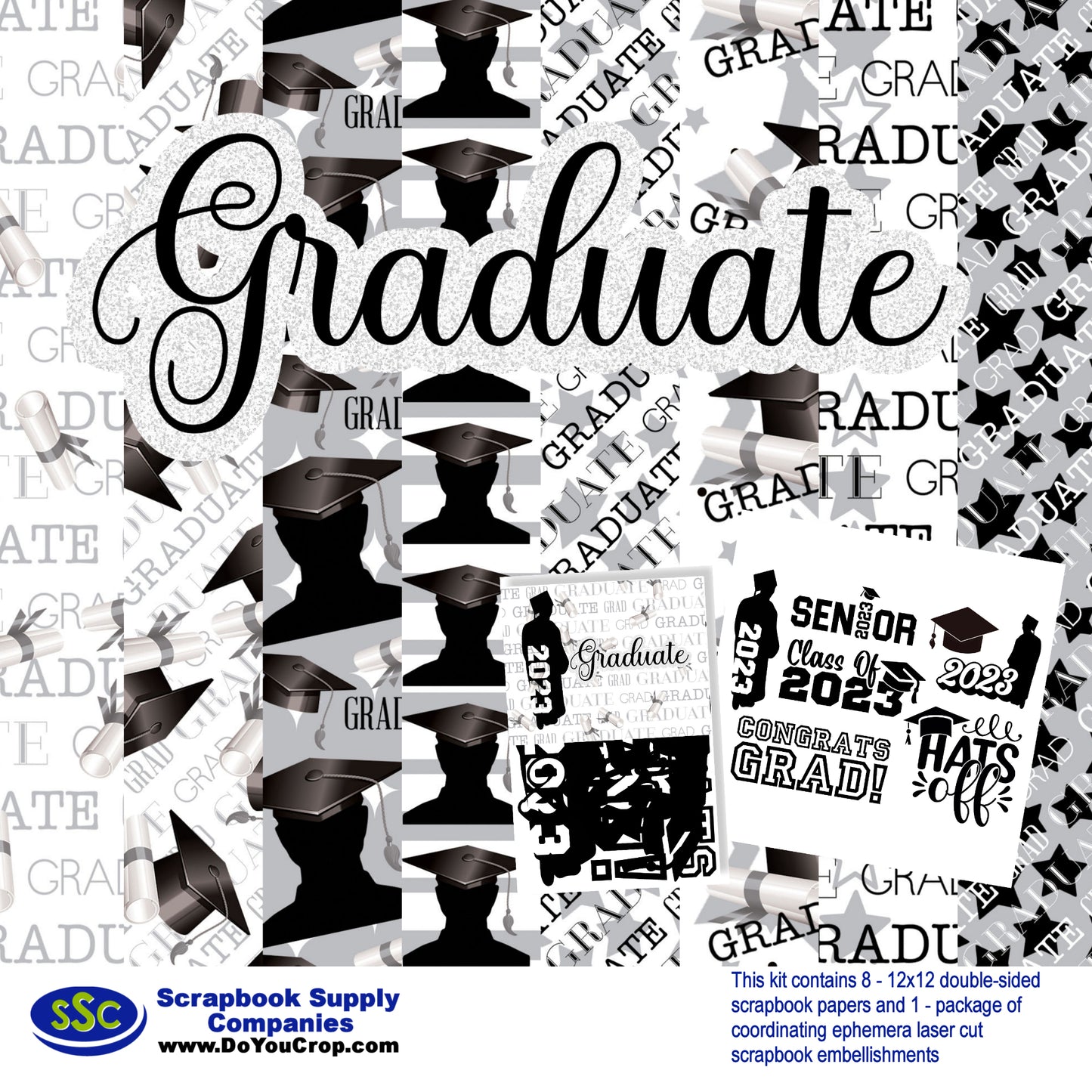 Graduation Collection Male Graduate 12 x 12 Scrapbook Paper Pack & Embellishment Kit - 3 Kits
