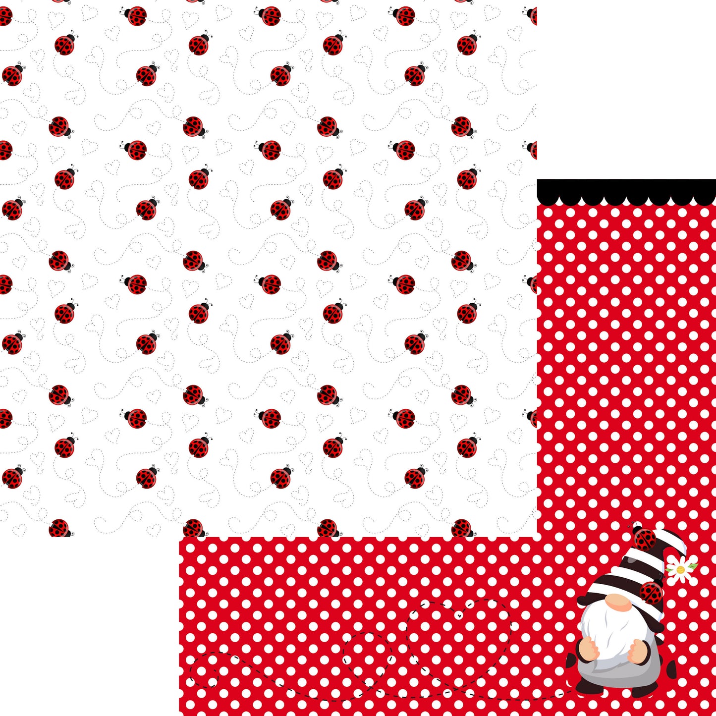 Ladybug Love Collection I Heart You 12 x 12 Double-Sided Scrapbook Paper by SSC Designs - 15 Pack
