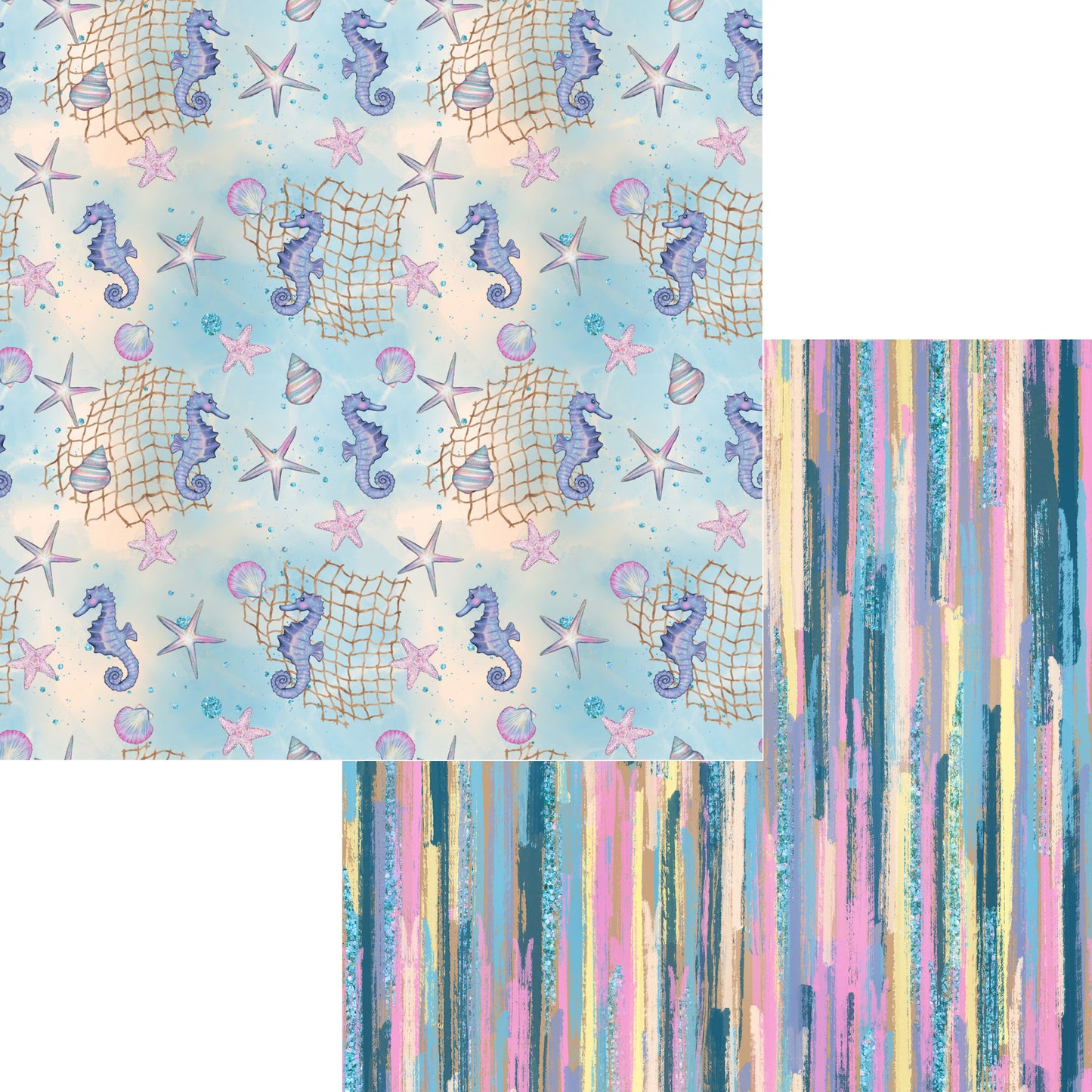 Gaynor Carradice's Mermaids & Seashells Collection Seahorse Shuffle 12 x 12 Double-Sided Scrapbook Paper - 15 Pack