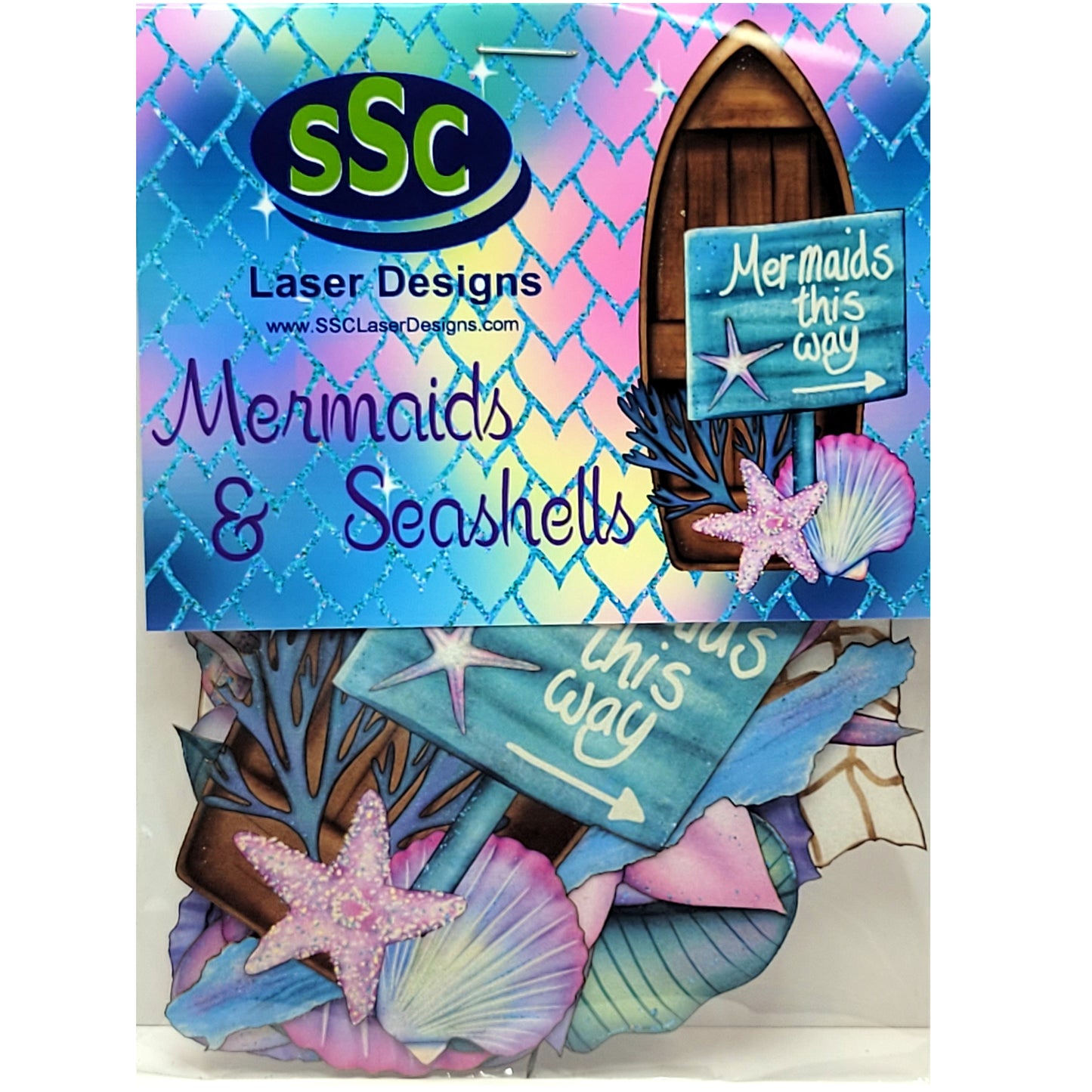 Gaynor Carradice's Mermaids & Seashells Collection Laser Cut Ephemera Embellishments - 3 Packs