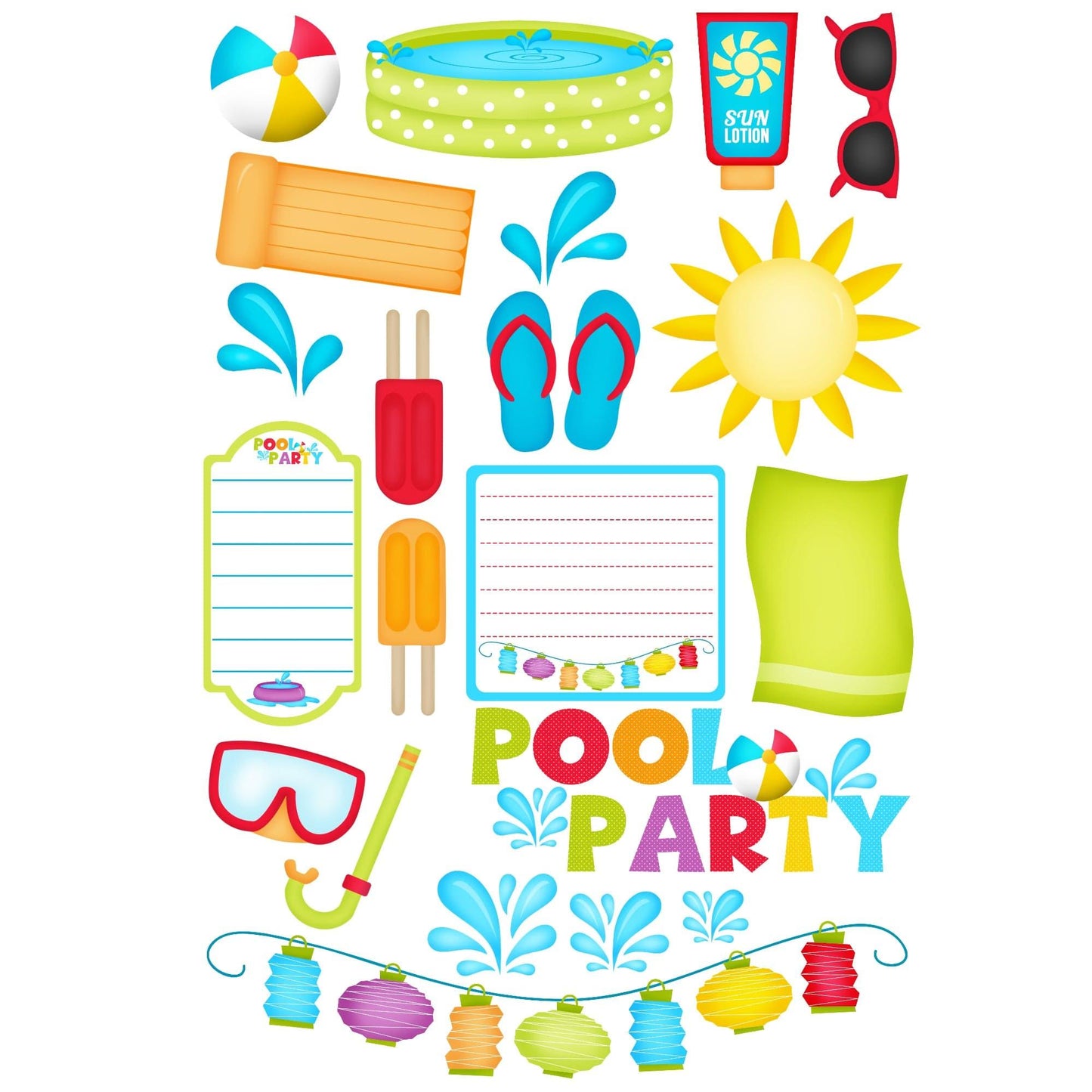 Pool Party Collection Laser Cut Ephemera Embellishments by SSC Designs - 3 Packs