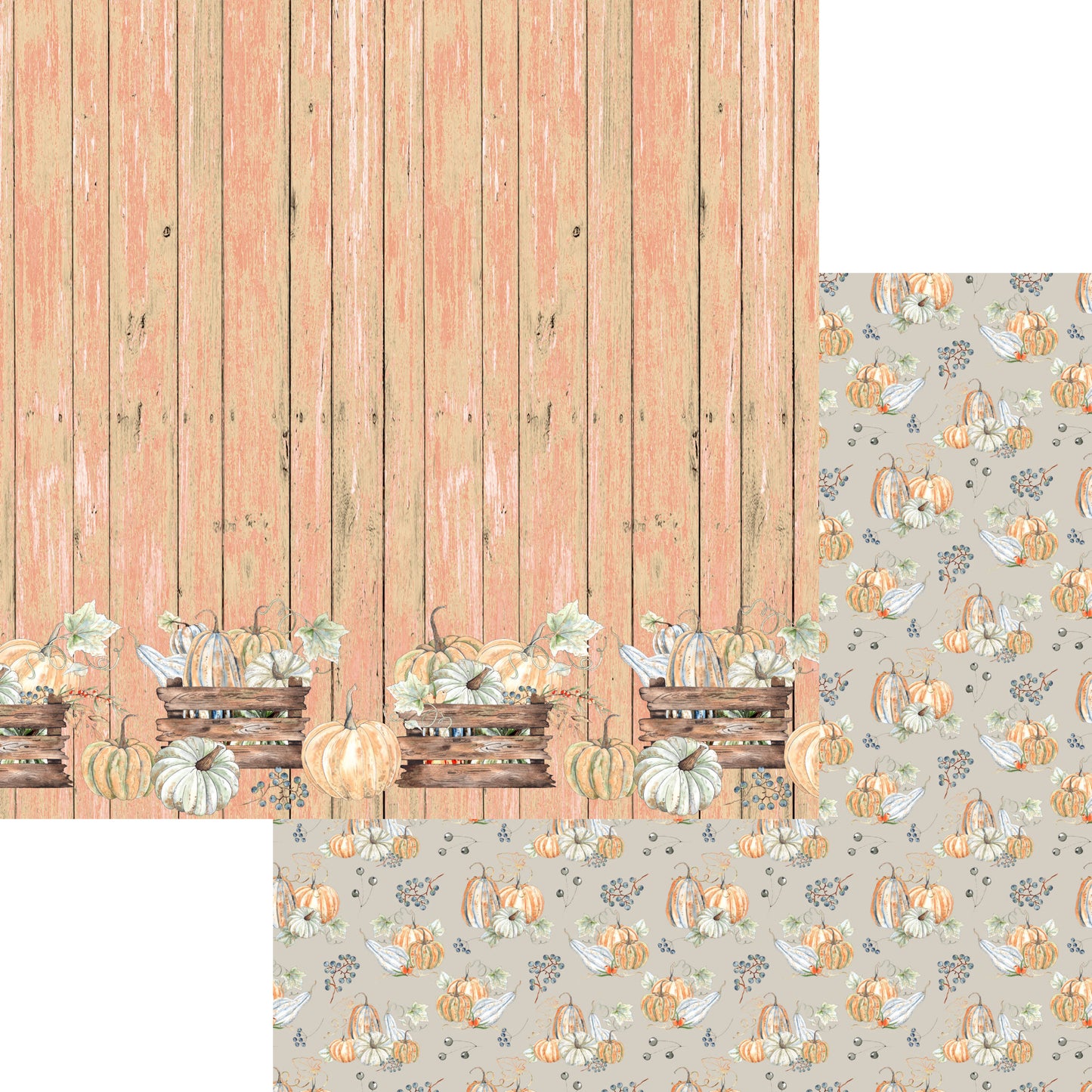 Pumpkin Patch Collection Pumpkin Crates 12 x 12 Double-Sided Scrapbook Paper - 15 Pack