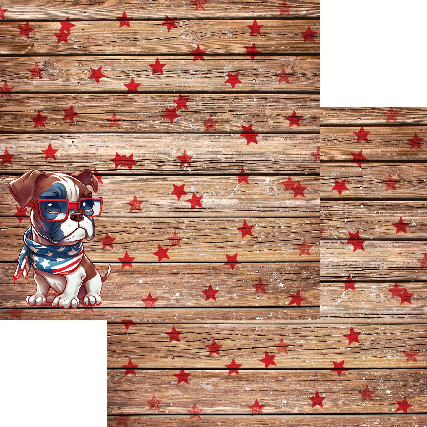 Patriotic Pups Collection Boxer 12 x 12 Double-Sided Scrapbook Paper by SSC Designs - 15 Pack