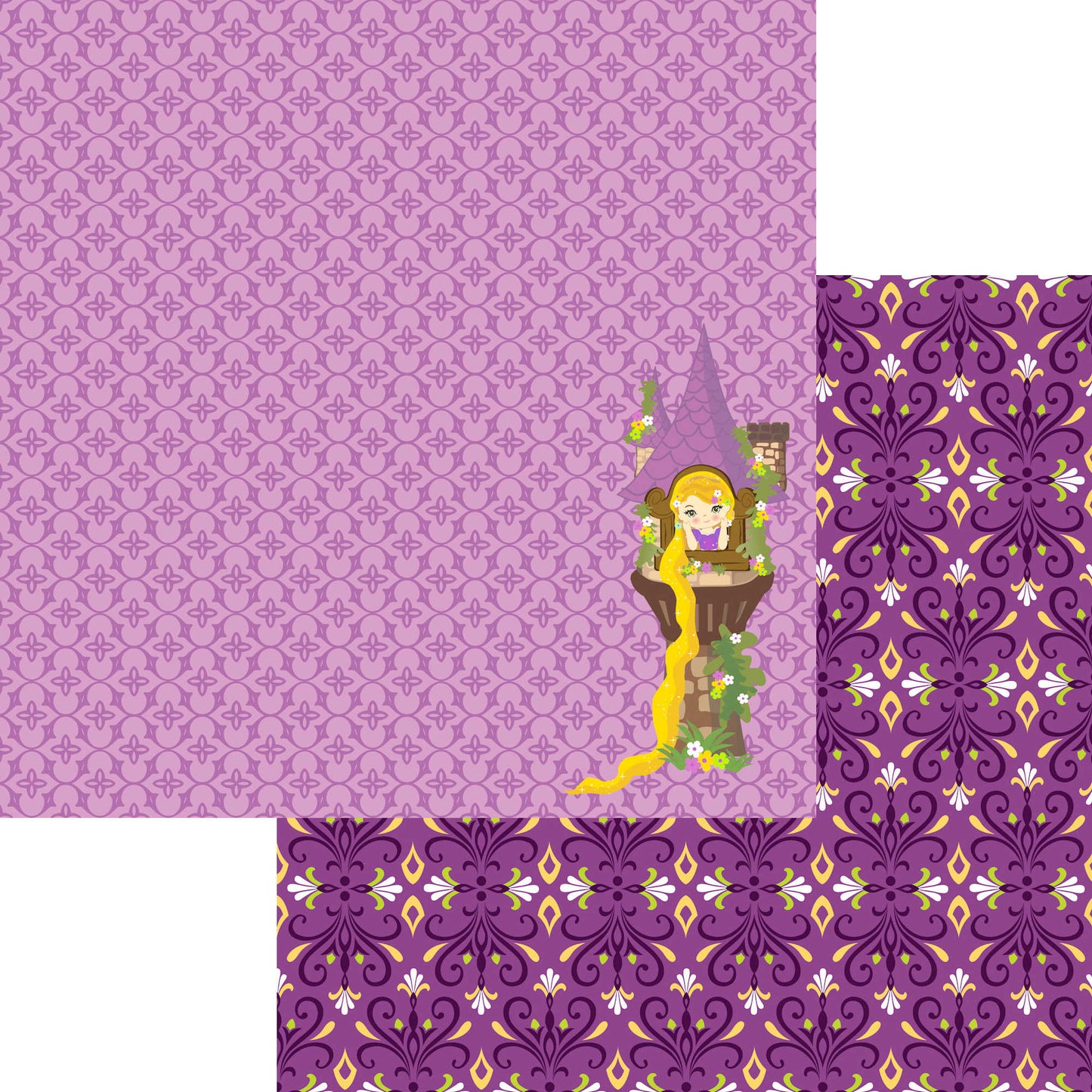 Rapunzel Collection Golden Locks 12 x 12 Double-Sided Scrapbook Paper - 15 Pack
