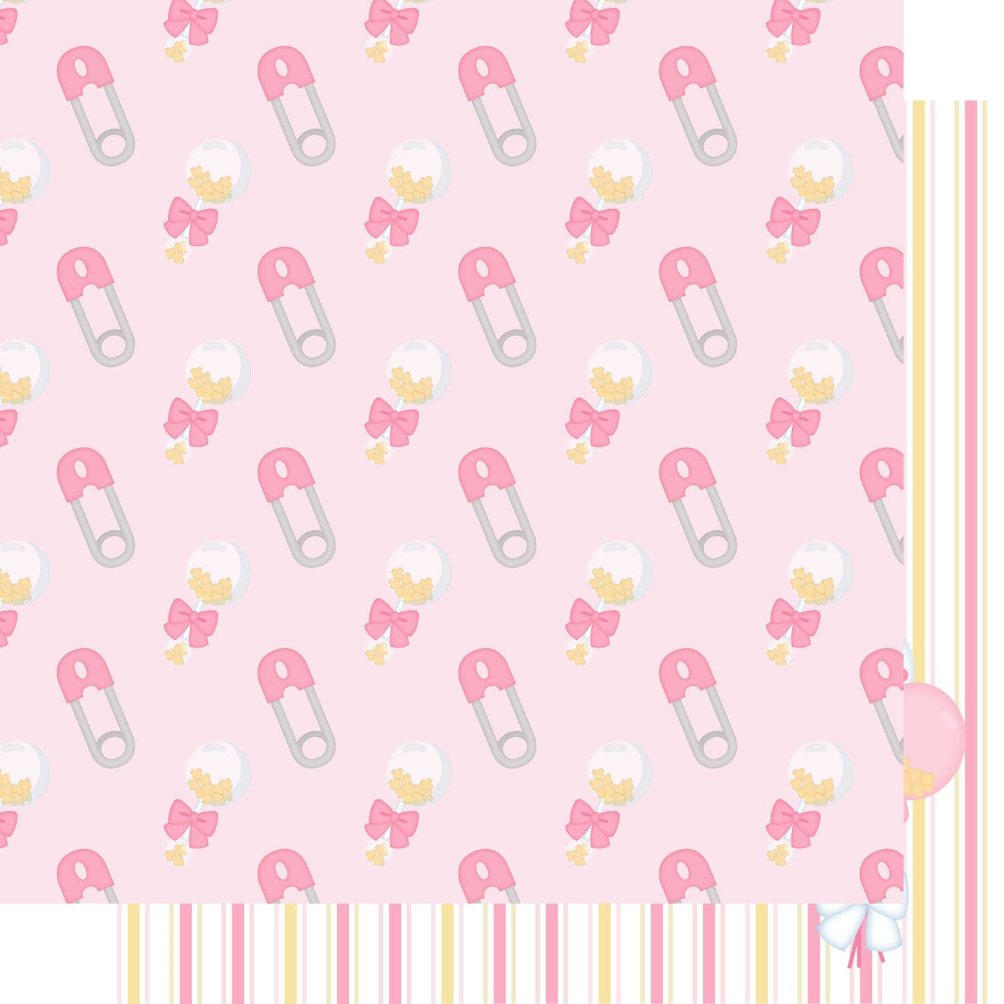 Ready To Pop Collection Pins & Rattles 12 x 12 Double-Sided Scrapbook Paper - 15 Pack