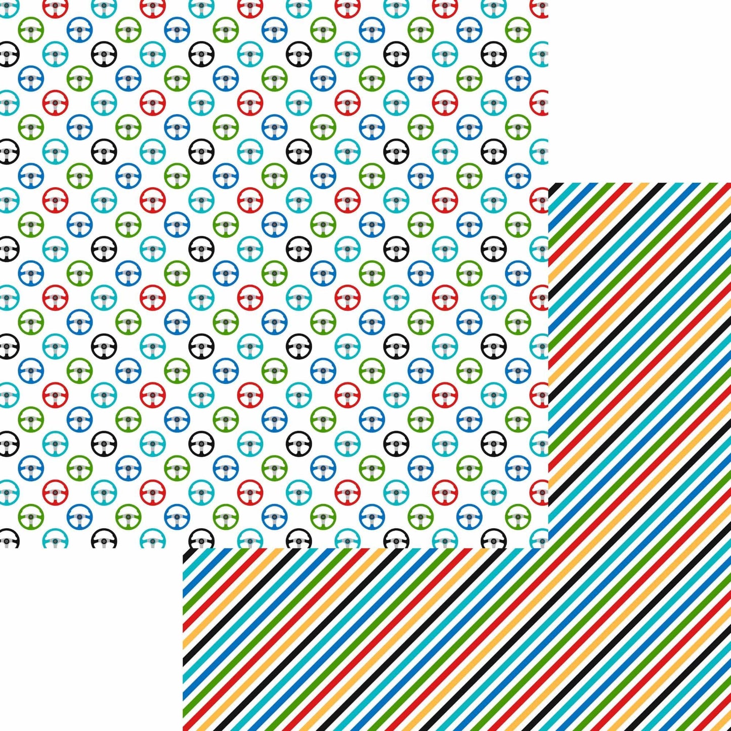 Rev Your Engine Collection Steering Wheels 12 x 12 Double-Sided Scrapbook Paper by SSC Designs - 15 Pack