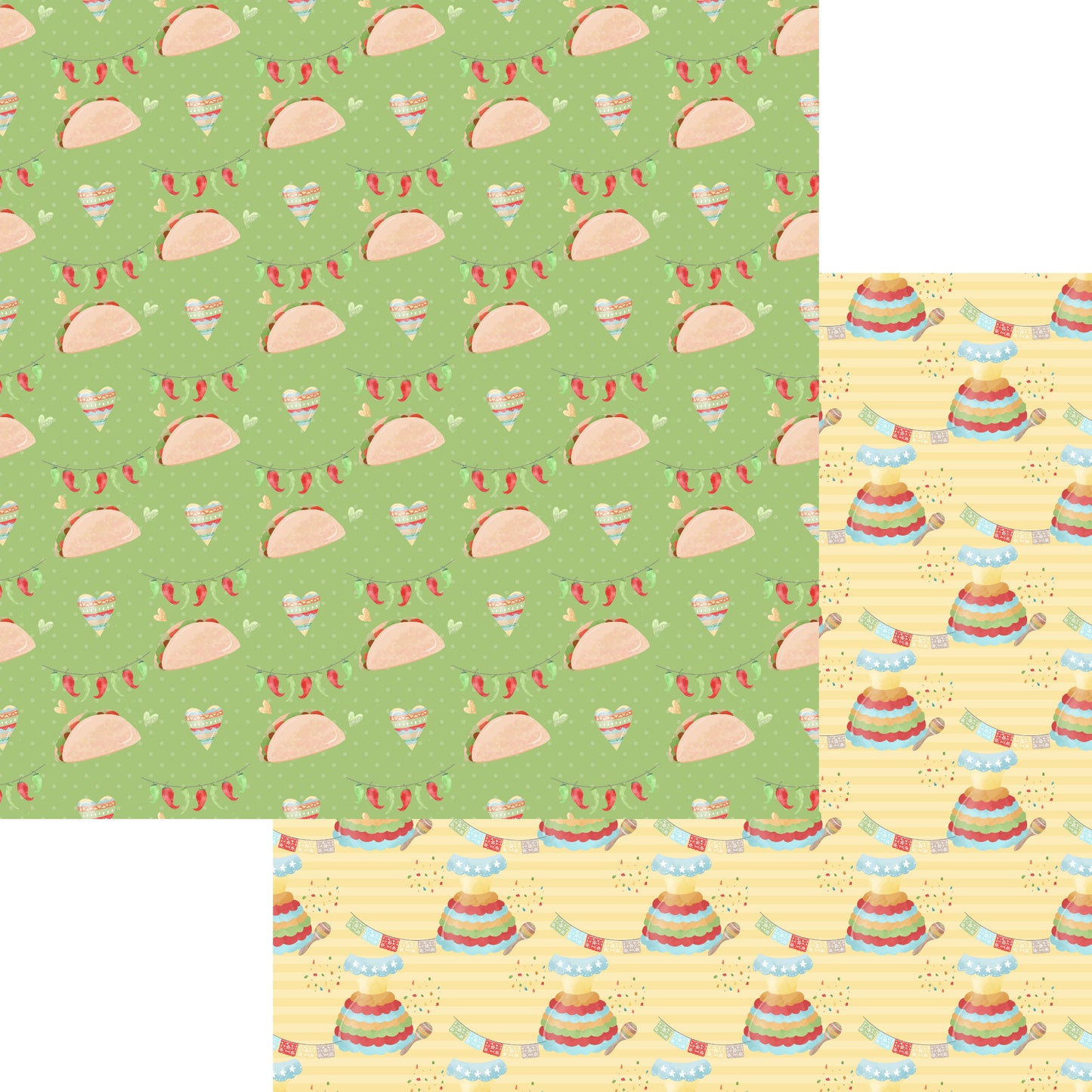 Fiesta Collection Taco Tuesday 12 x 12 Double-Sided Scrapbook Paper - 15 Pack