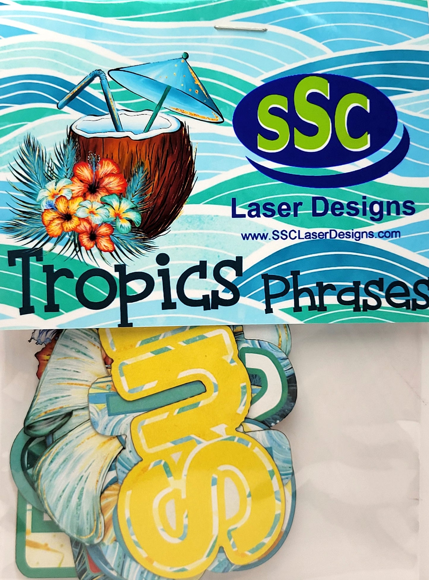 Phantasia Design's Tropics Collection Laser Cut Word Embellishments - 3 Packs