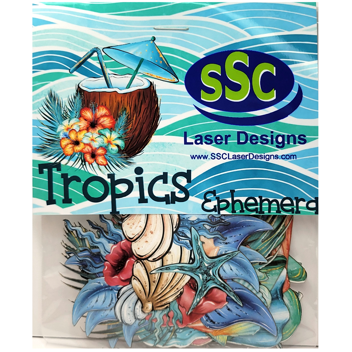 Phantasia Design's Tropics Collection Laser Cut Ephemera Embellishments - 3 Packs